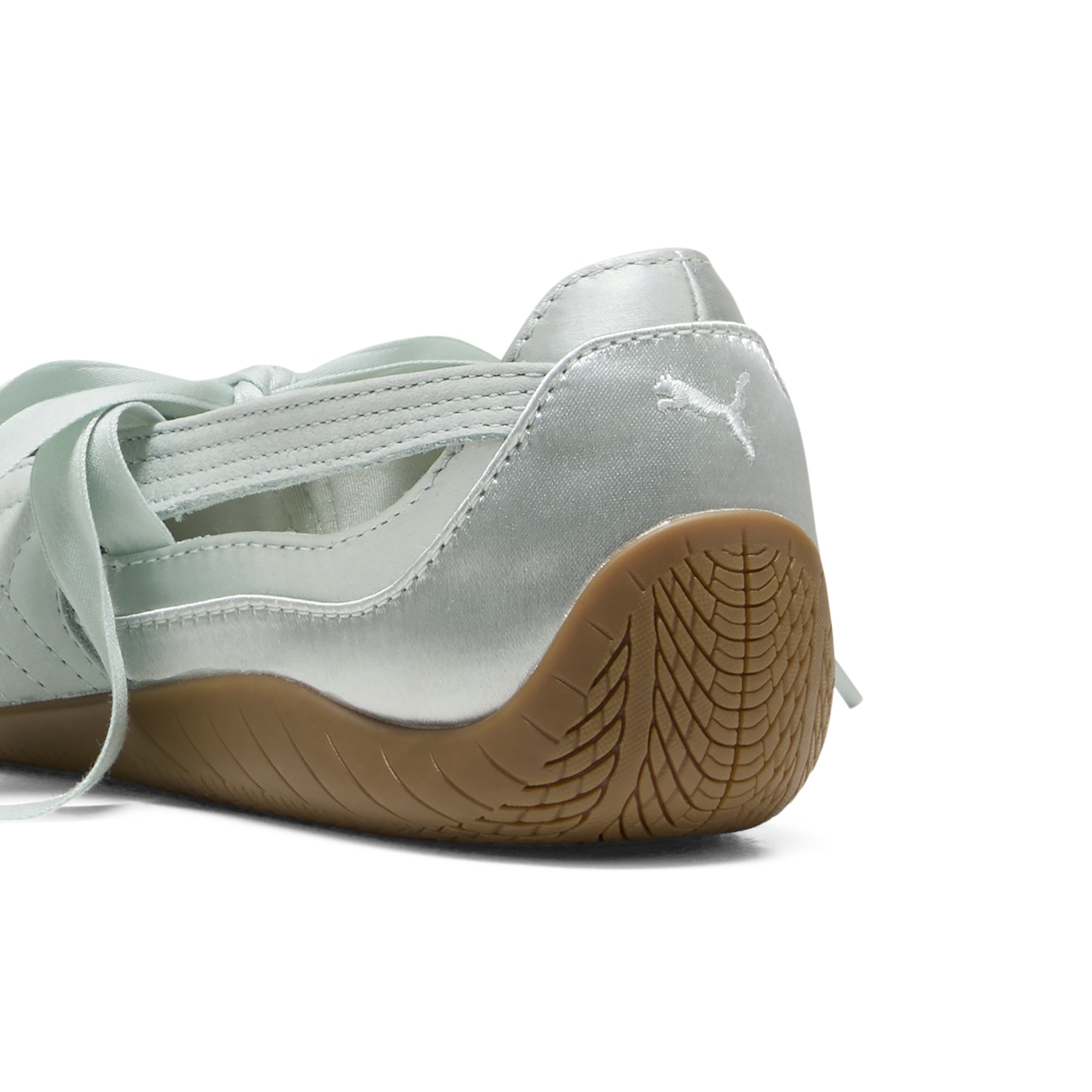 light green and gum sole sneakers on a white background
