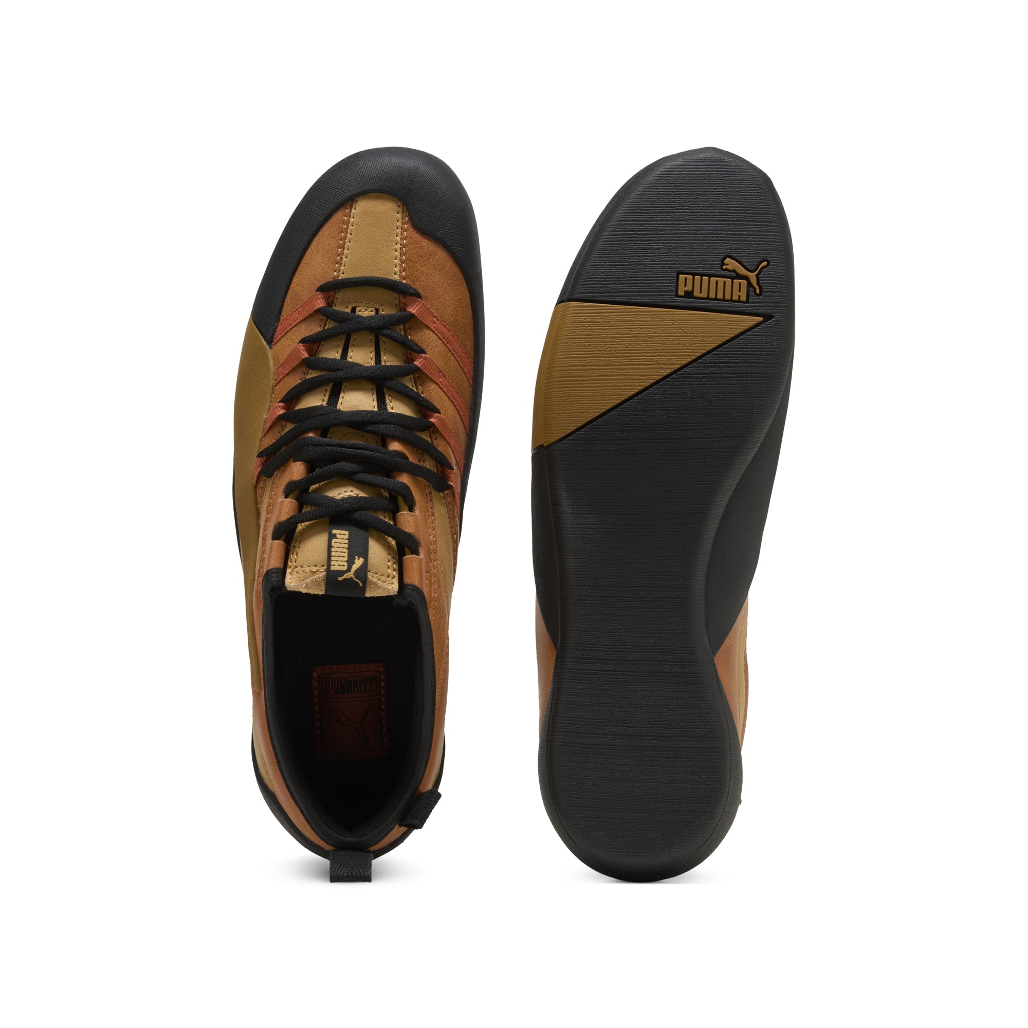 brown sneakers on a white background