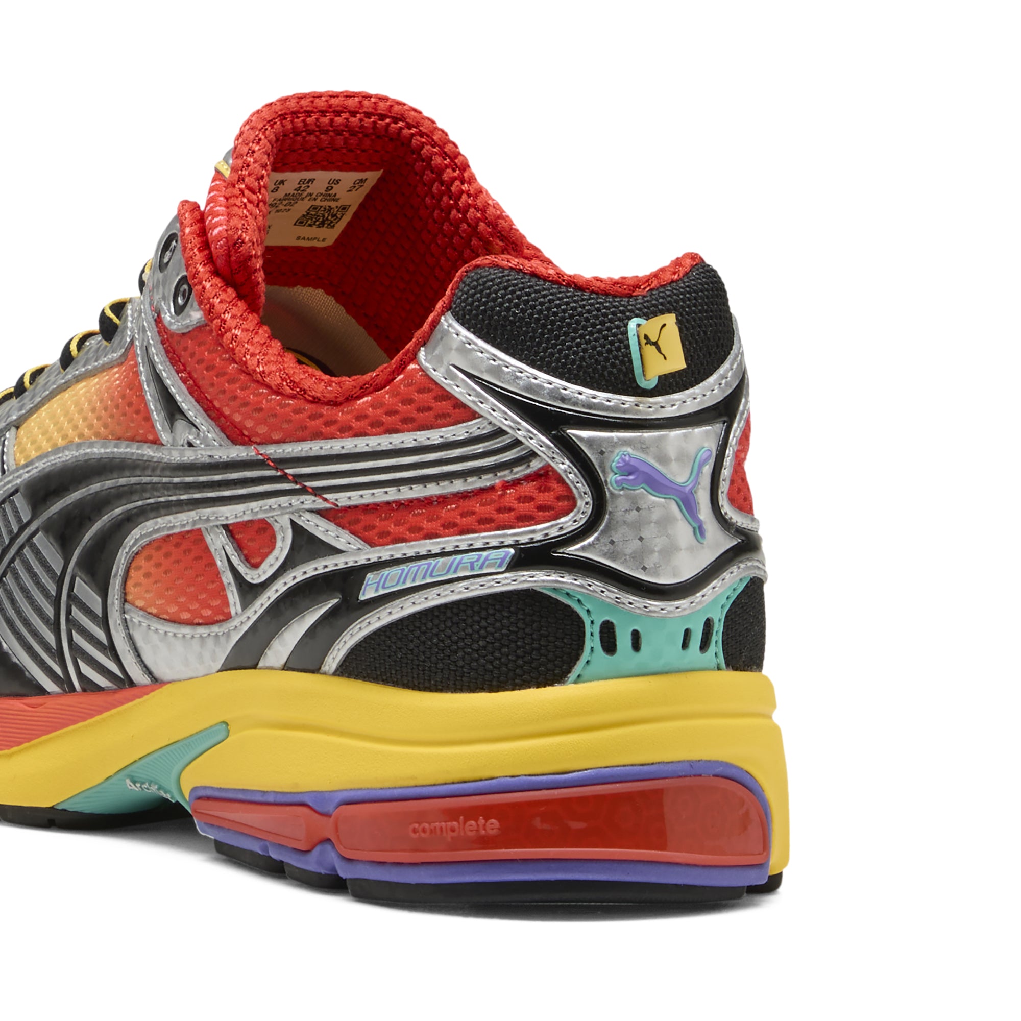 Multi colored sneakers on a white background