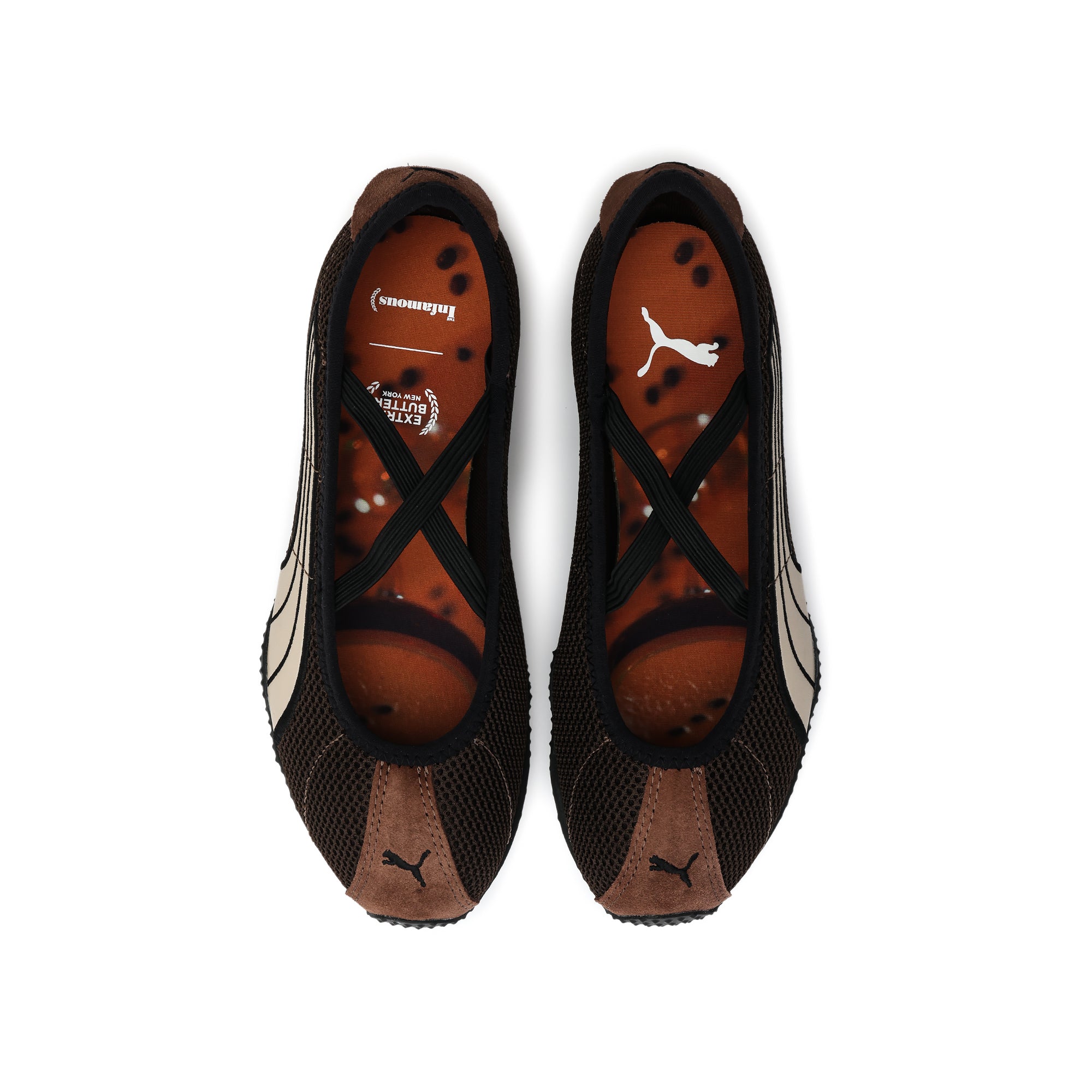 Brown and silver Ballet sneakers on a white background