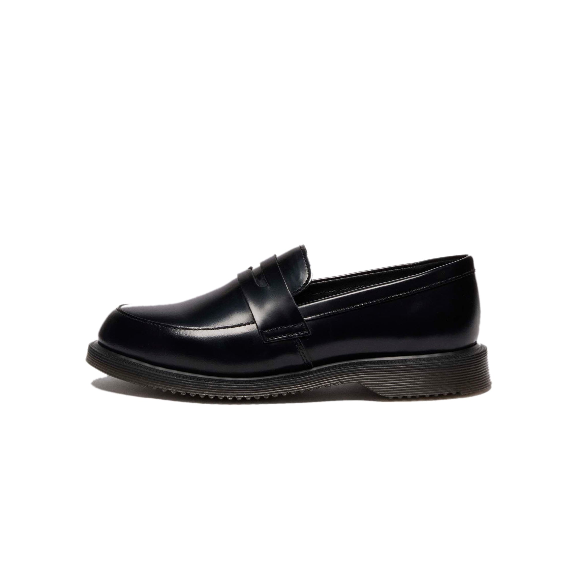 black loafers on a white background