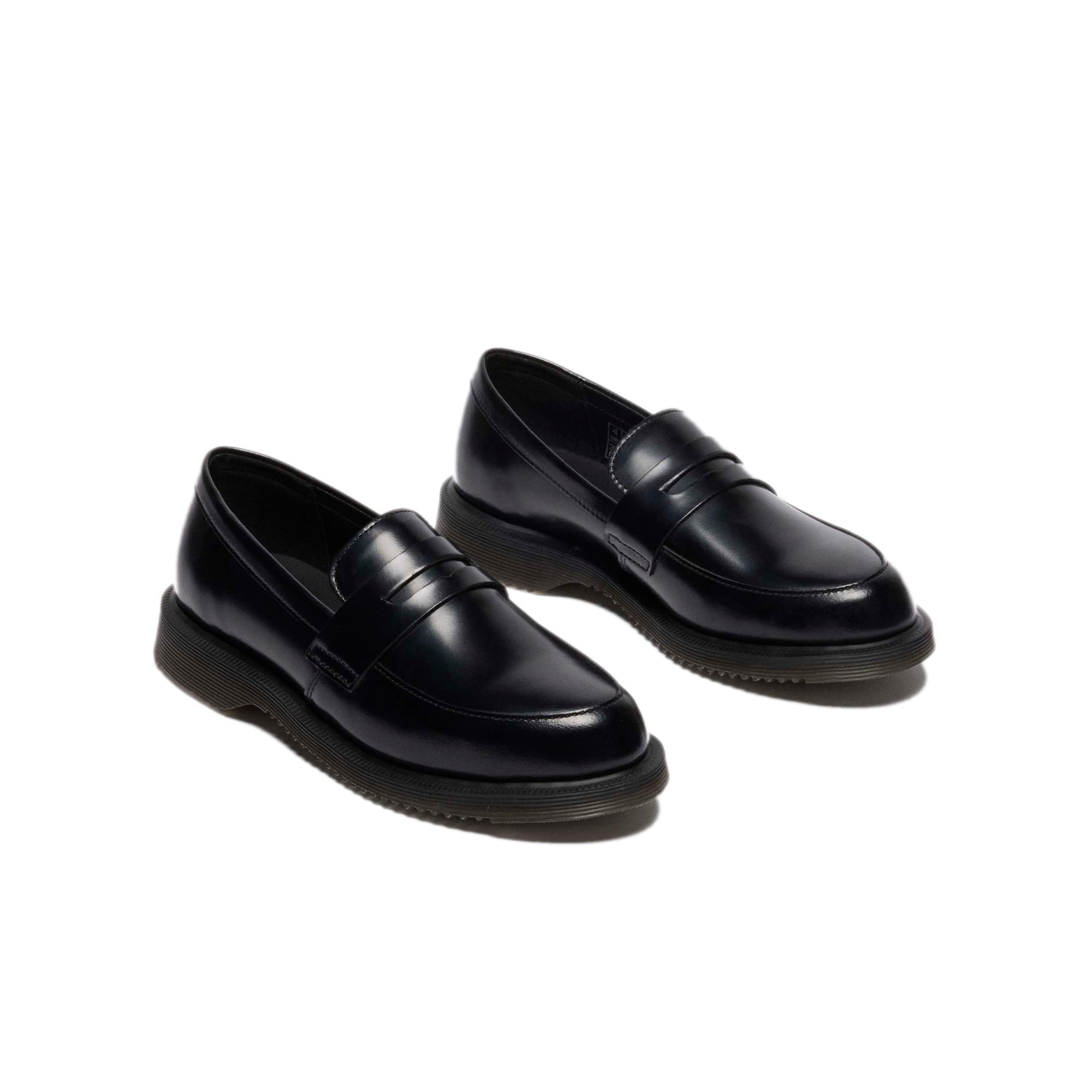 black loafers on a white background