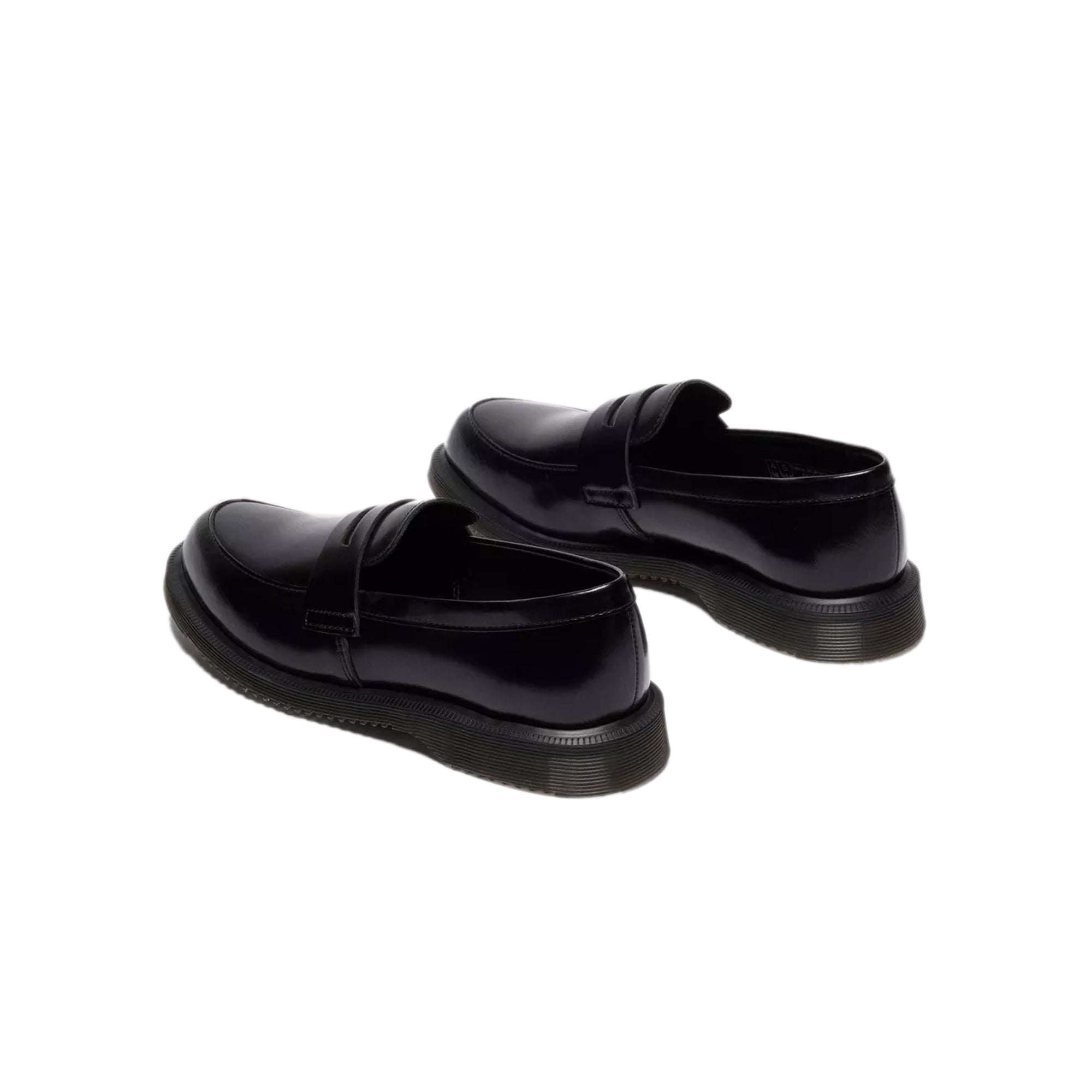 black loafers on a white background