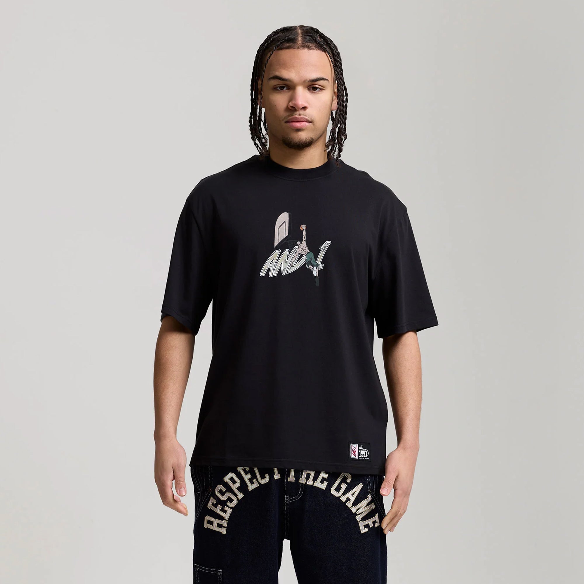 AND1 Mens Camo Dunk Oversized Graphic Tee