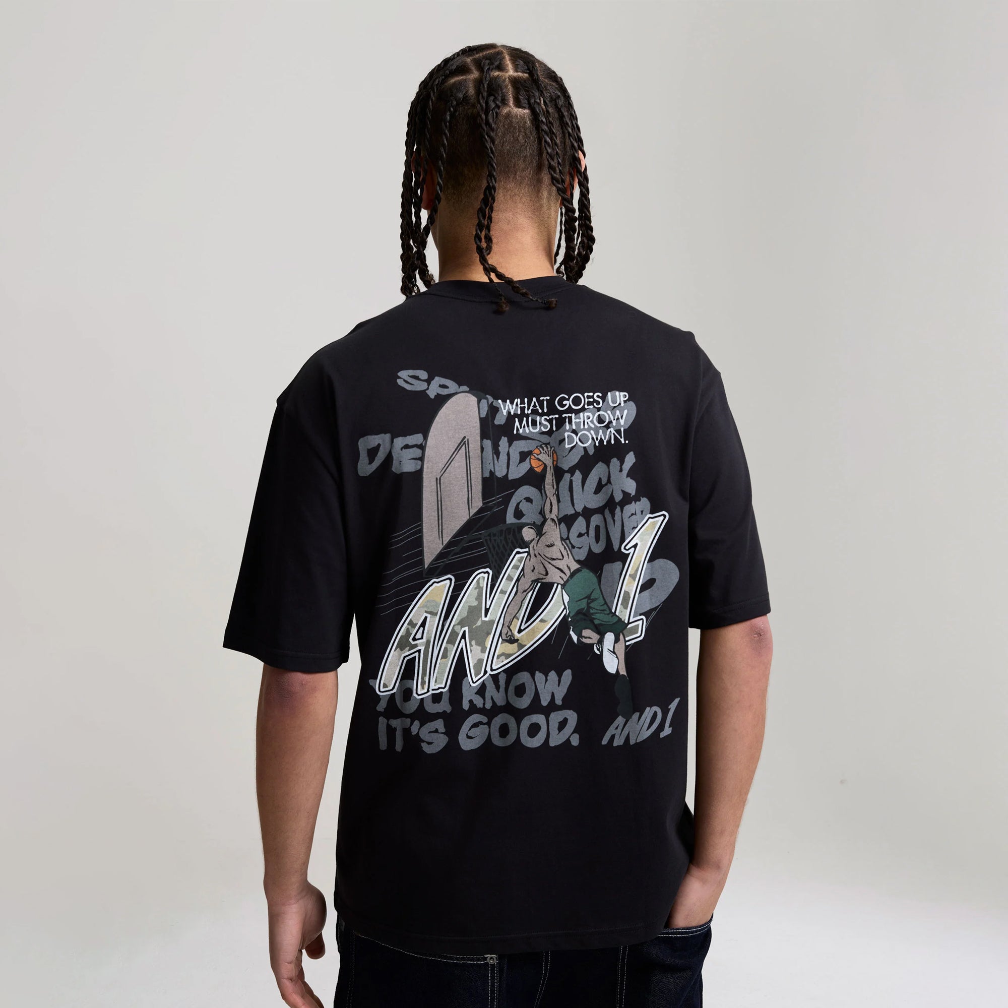 AND1 Mens Camo Dunk Oversized Graphic Tee