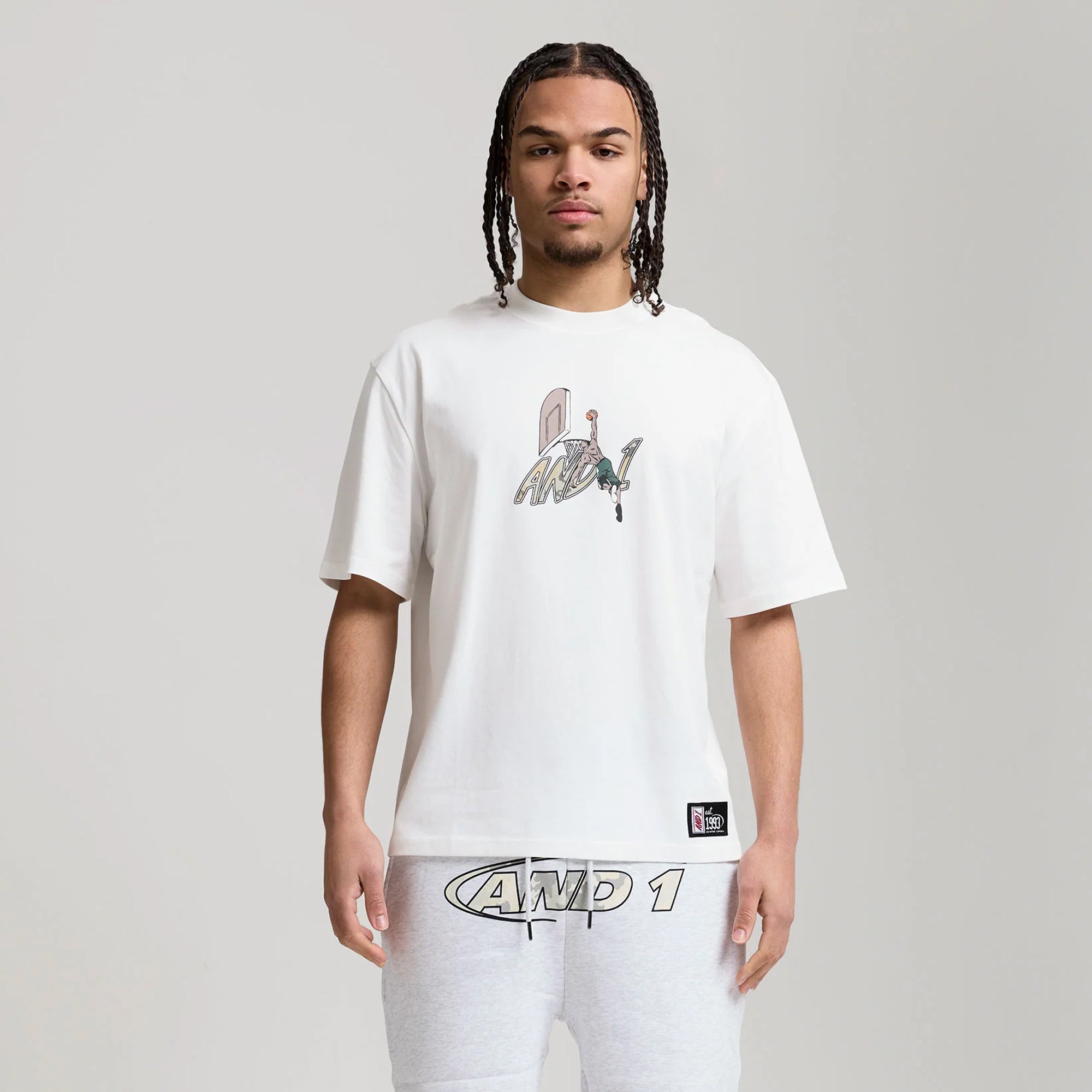 AND1 Mens Camo Dunk Oversized Graphic Tee