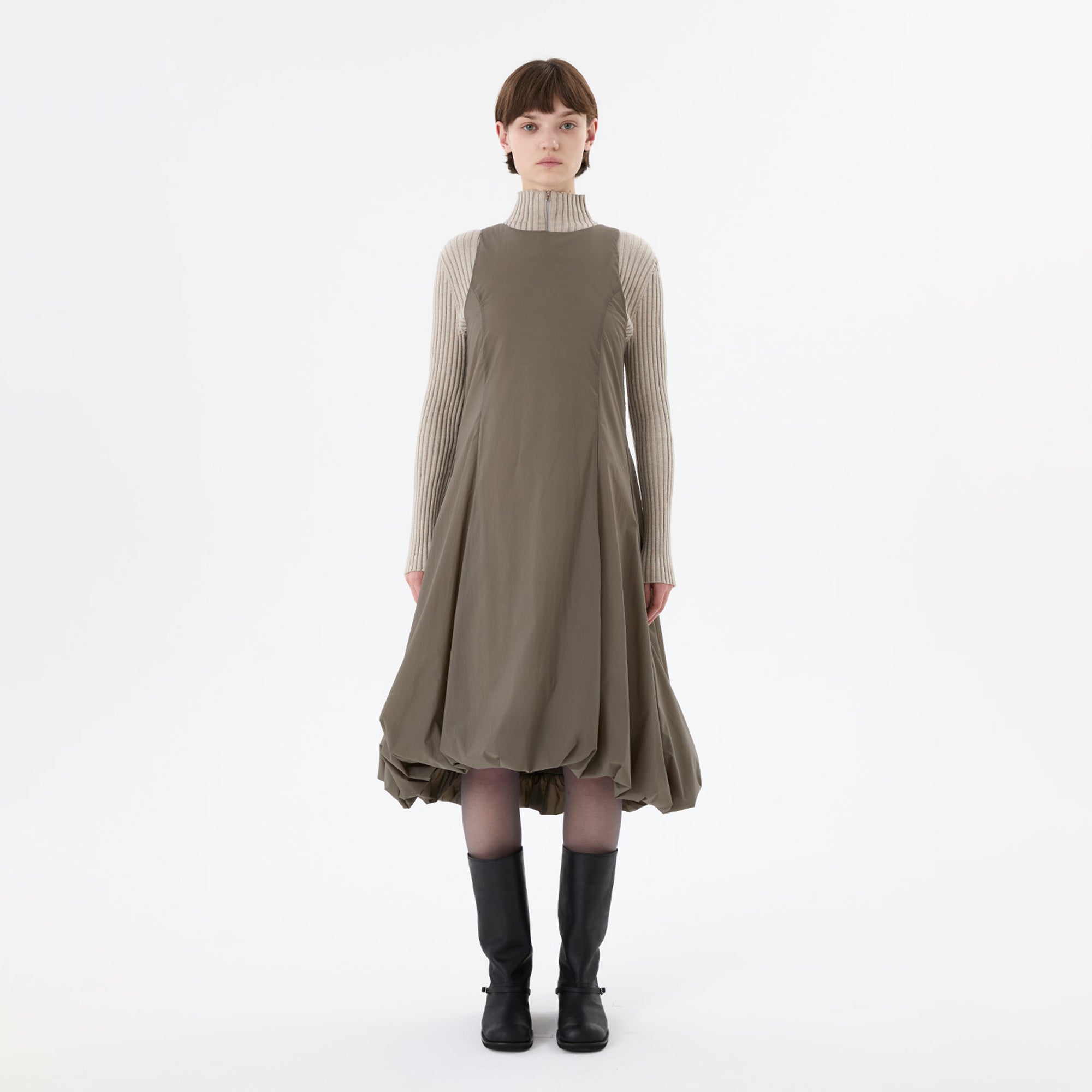 Amomento Womens Ribbed High Neck Zip Up