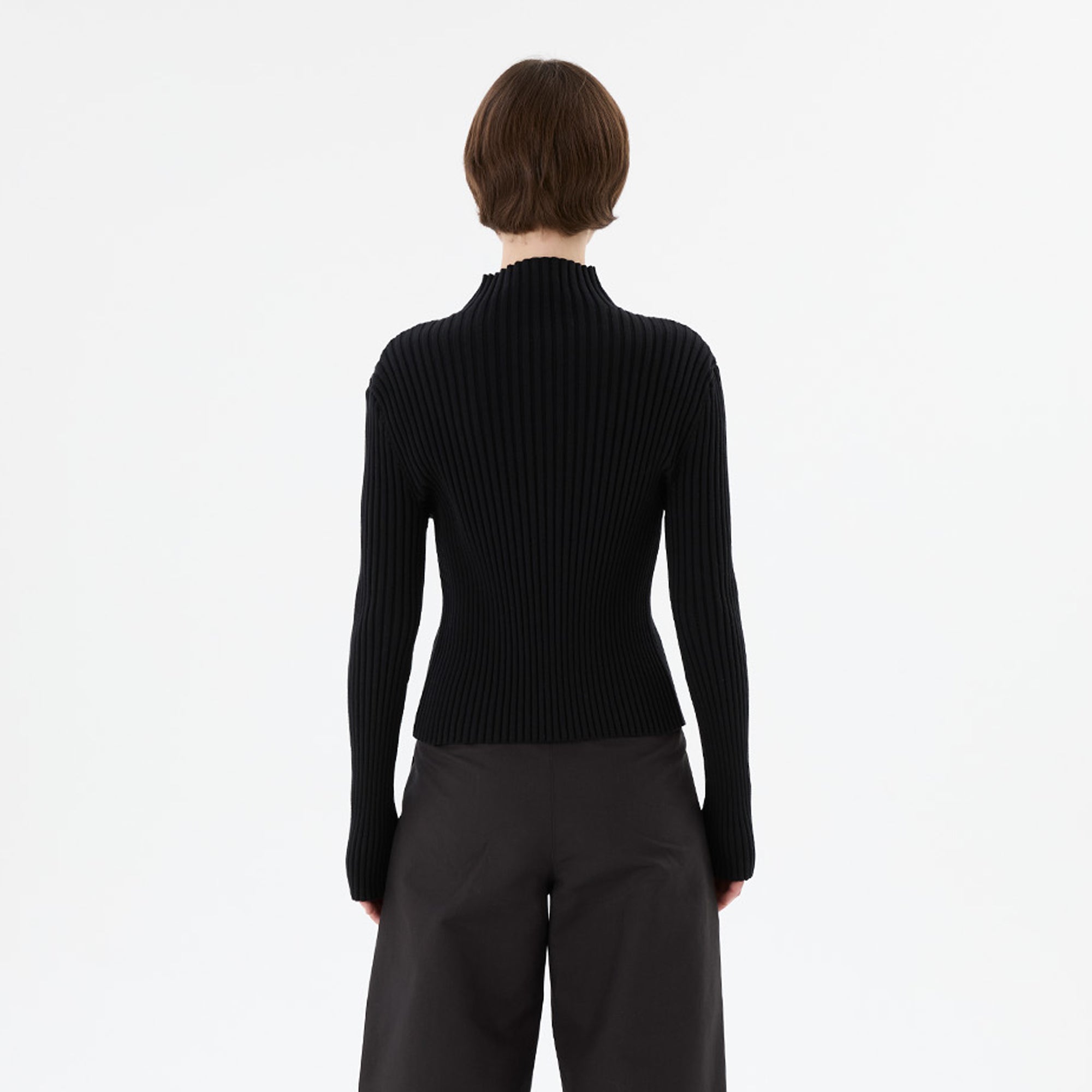 Amomento Womens Ribbed High Neck Zip Up