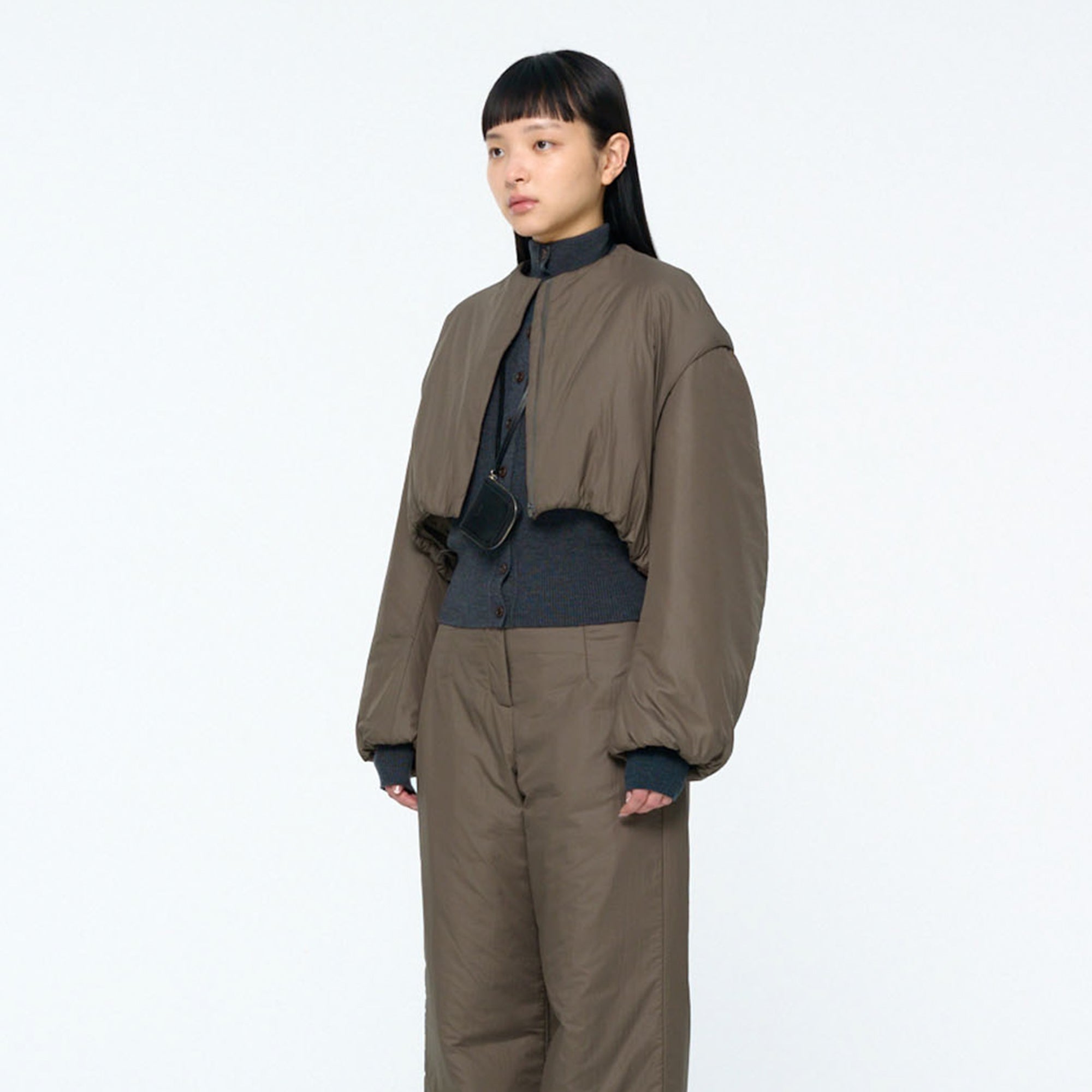 Amomento Womens Padded Nylon Crop Jumper