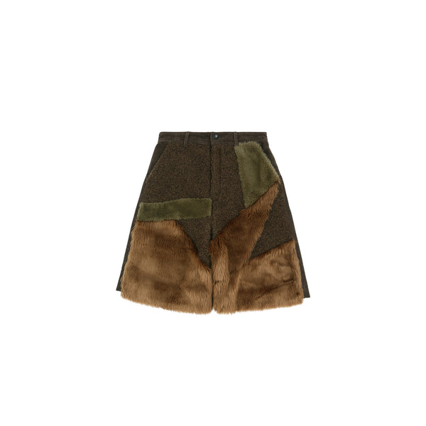 Andersson Bell Mens Faux Fur Patchwork Shorts – Extra Butter