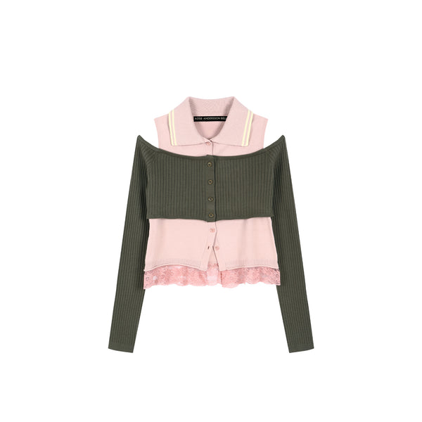 Andersson Bell Womens Layered Off-Shoulder Collar Top – Extra Butter
