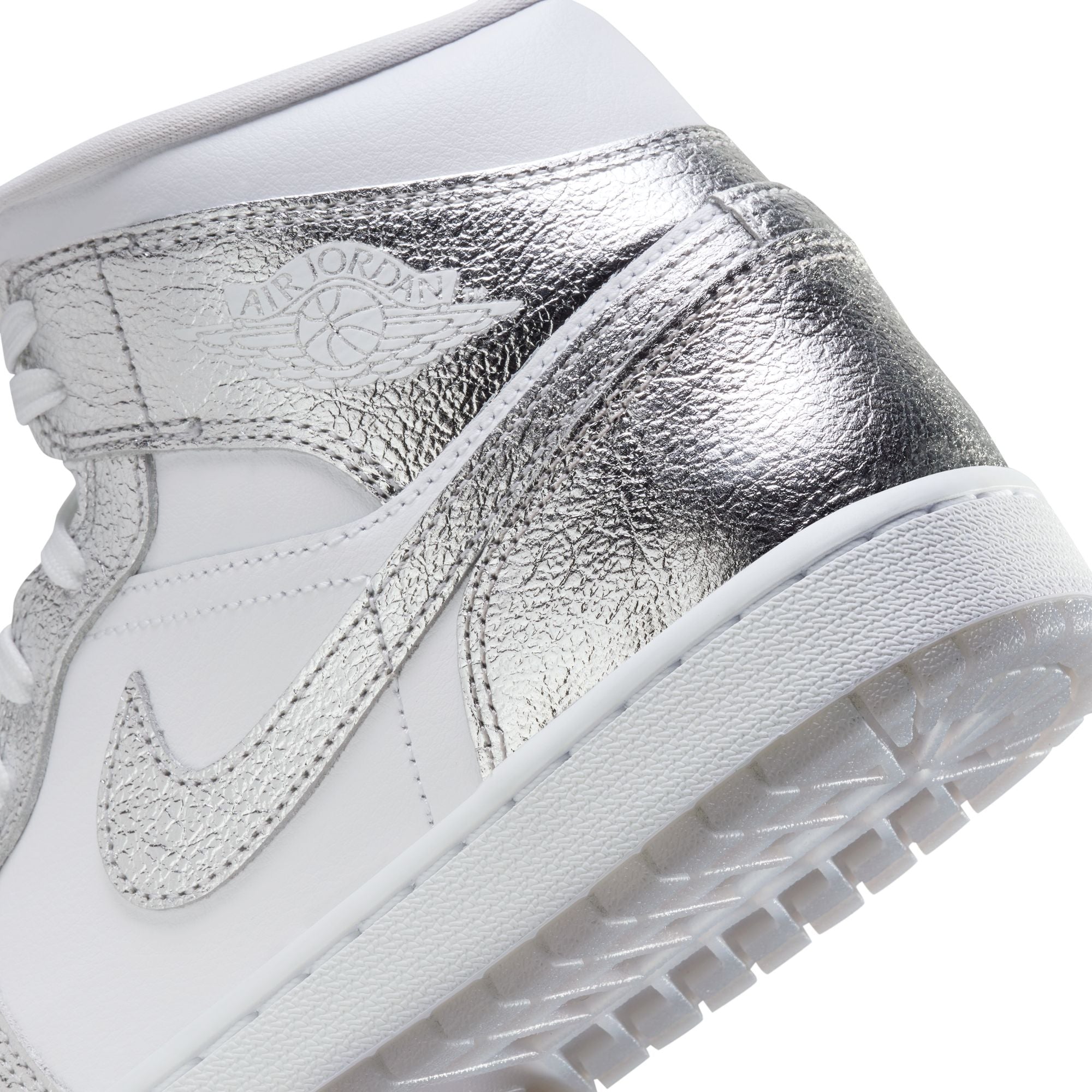 White/metallic Silver-wolf Grey Sneakers on a white background