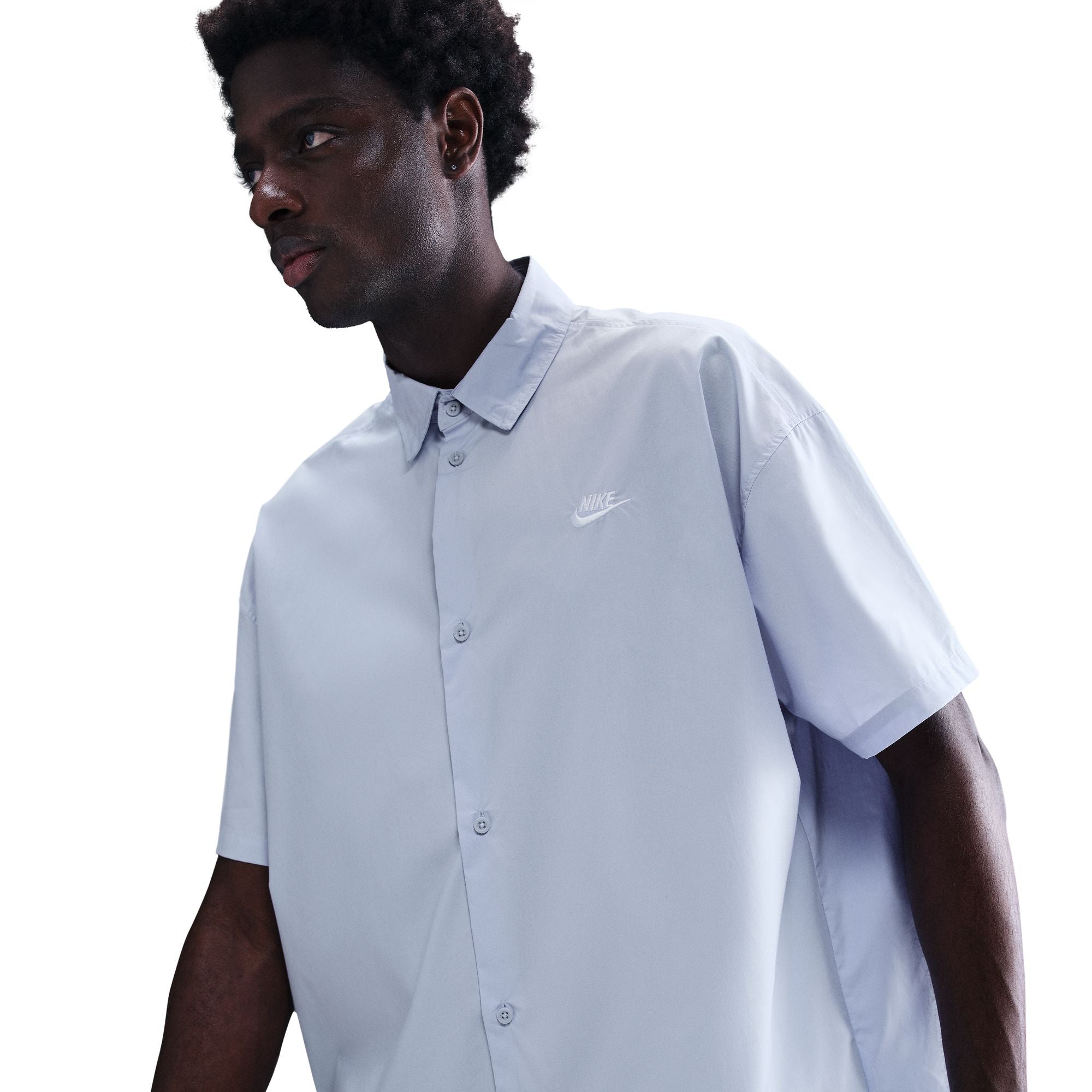 Nike Club Short Sleeve Button-Up Oversize Shirt in Ghost/White at Nordstrom, Size Medium