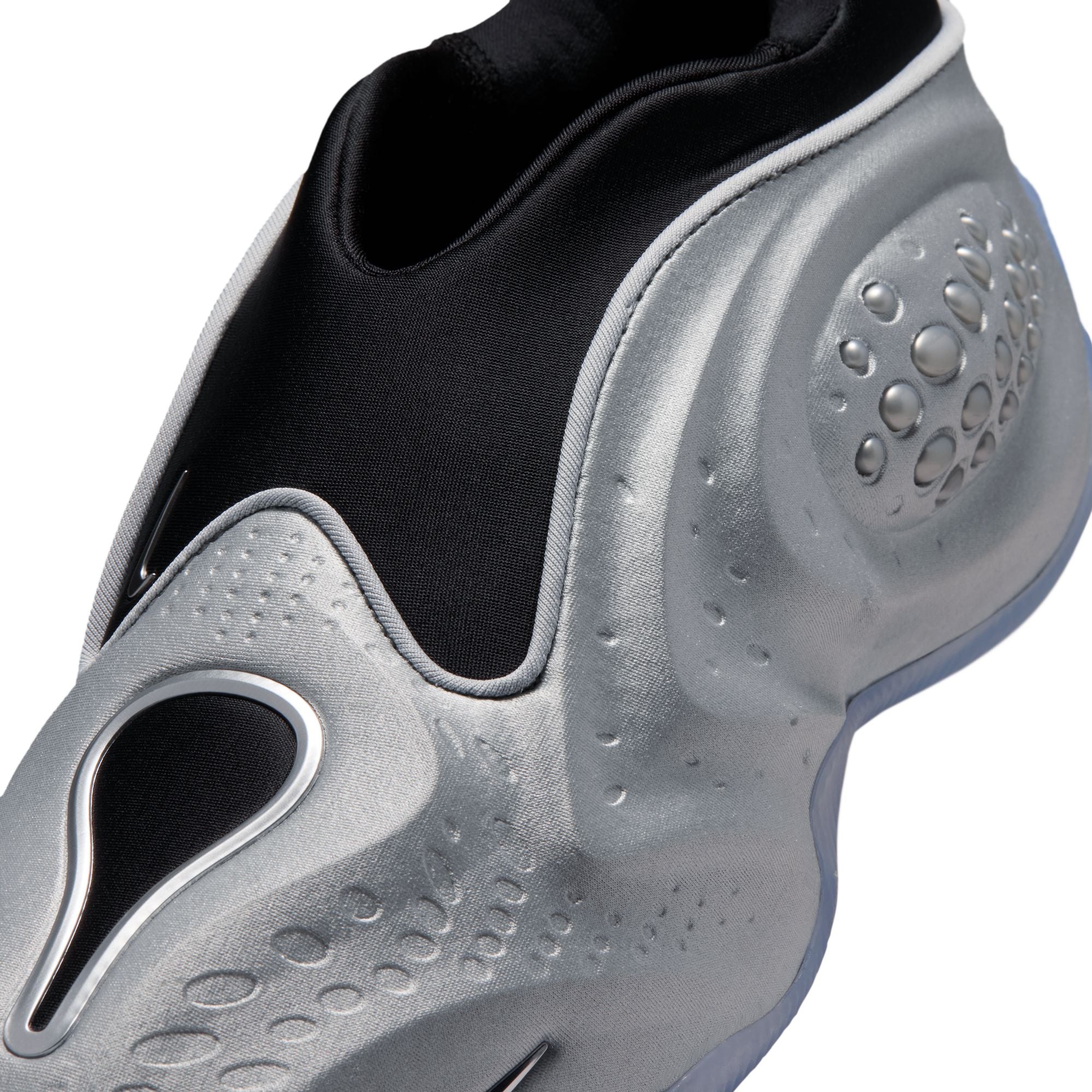 Metallic Silver-black Sneakers on awhite background