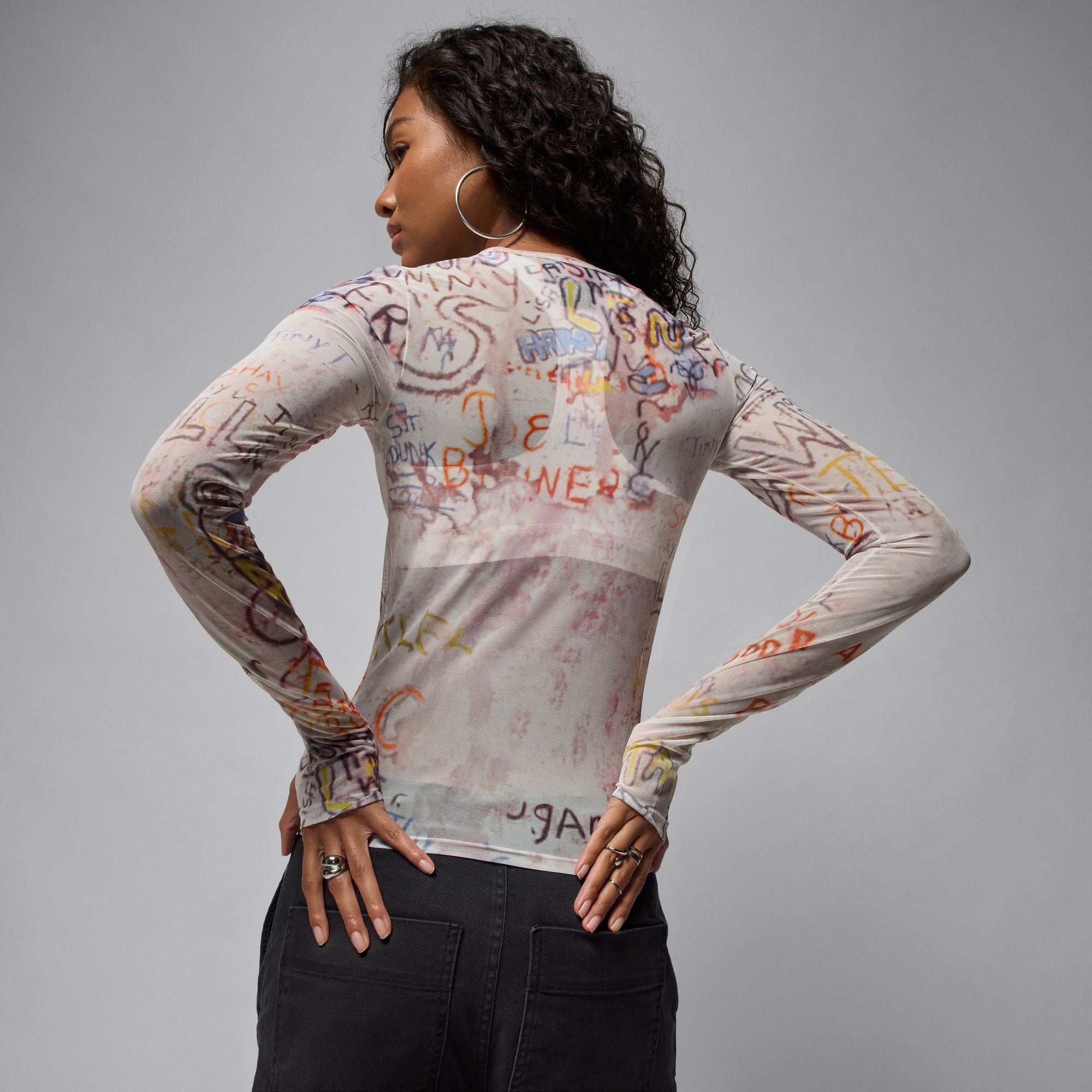 Air Jordan Womens Mesh Long-Sleeve Top