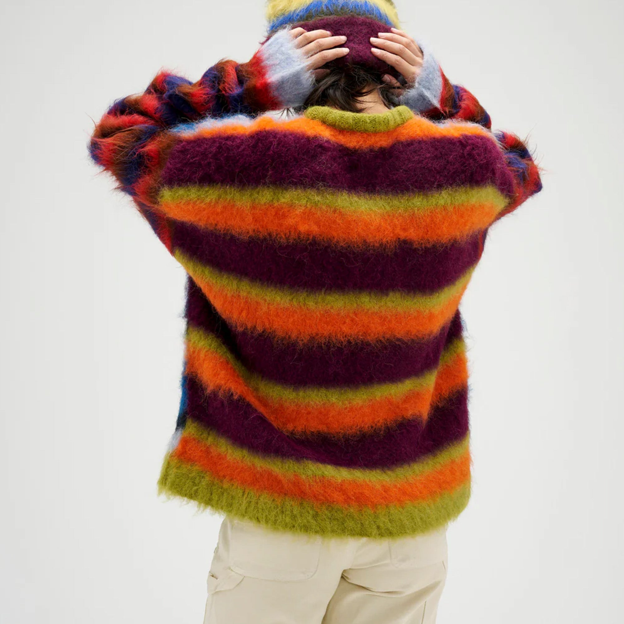 Brain Dead Mens Blurry Lines Alpaca Crewneck Sweater