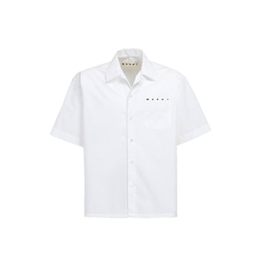 Marni Mens Poplin Logo Bowling Shirt