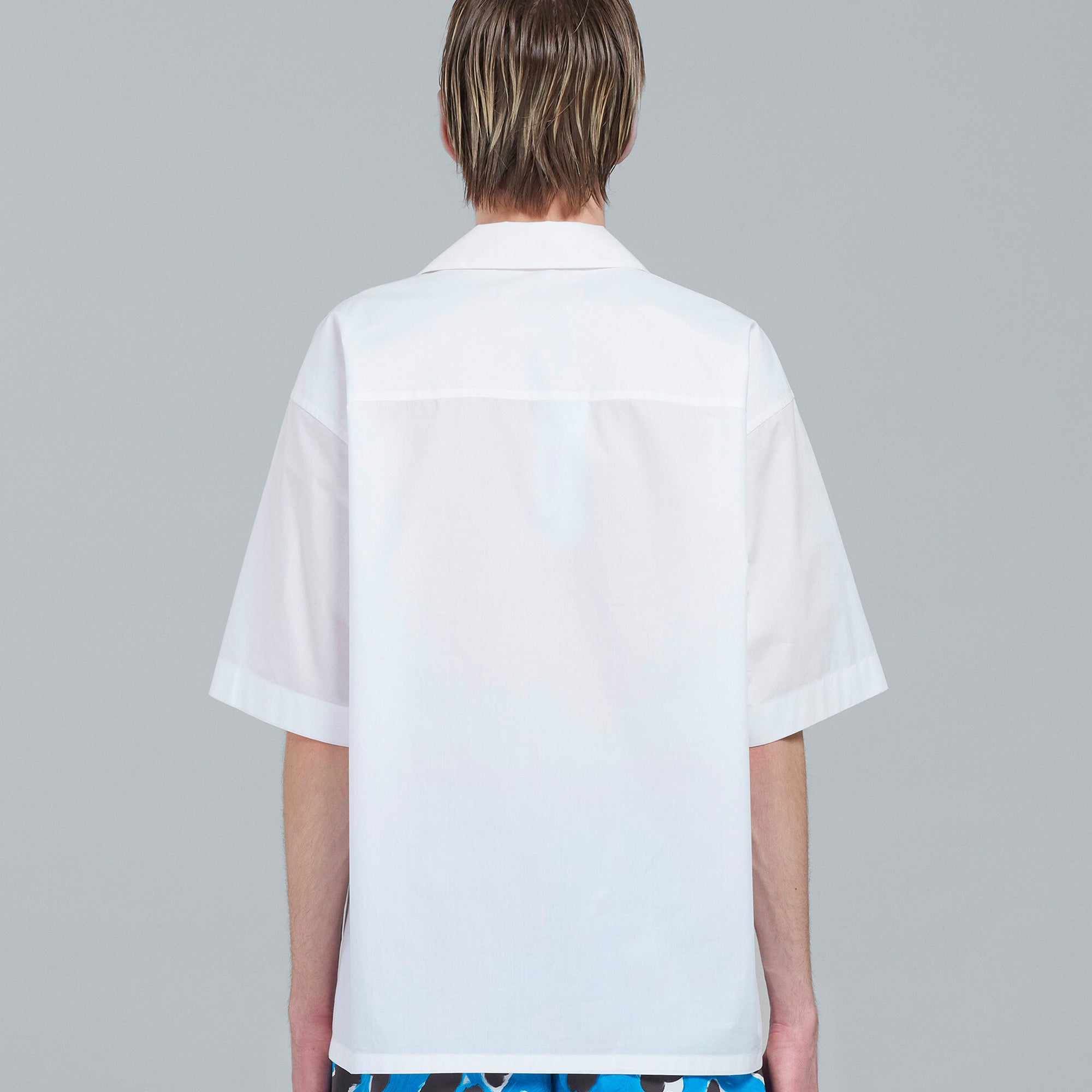 Marni Mens Poplin Logo Bowling Shirt