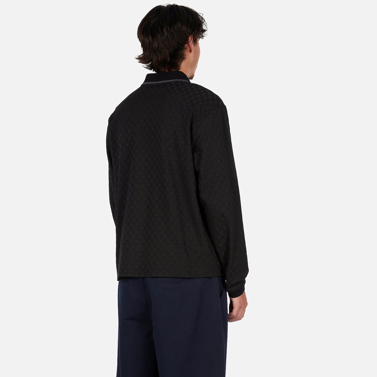 Dime Mens Jacquard Long Sleeve Polo Shirt