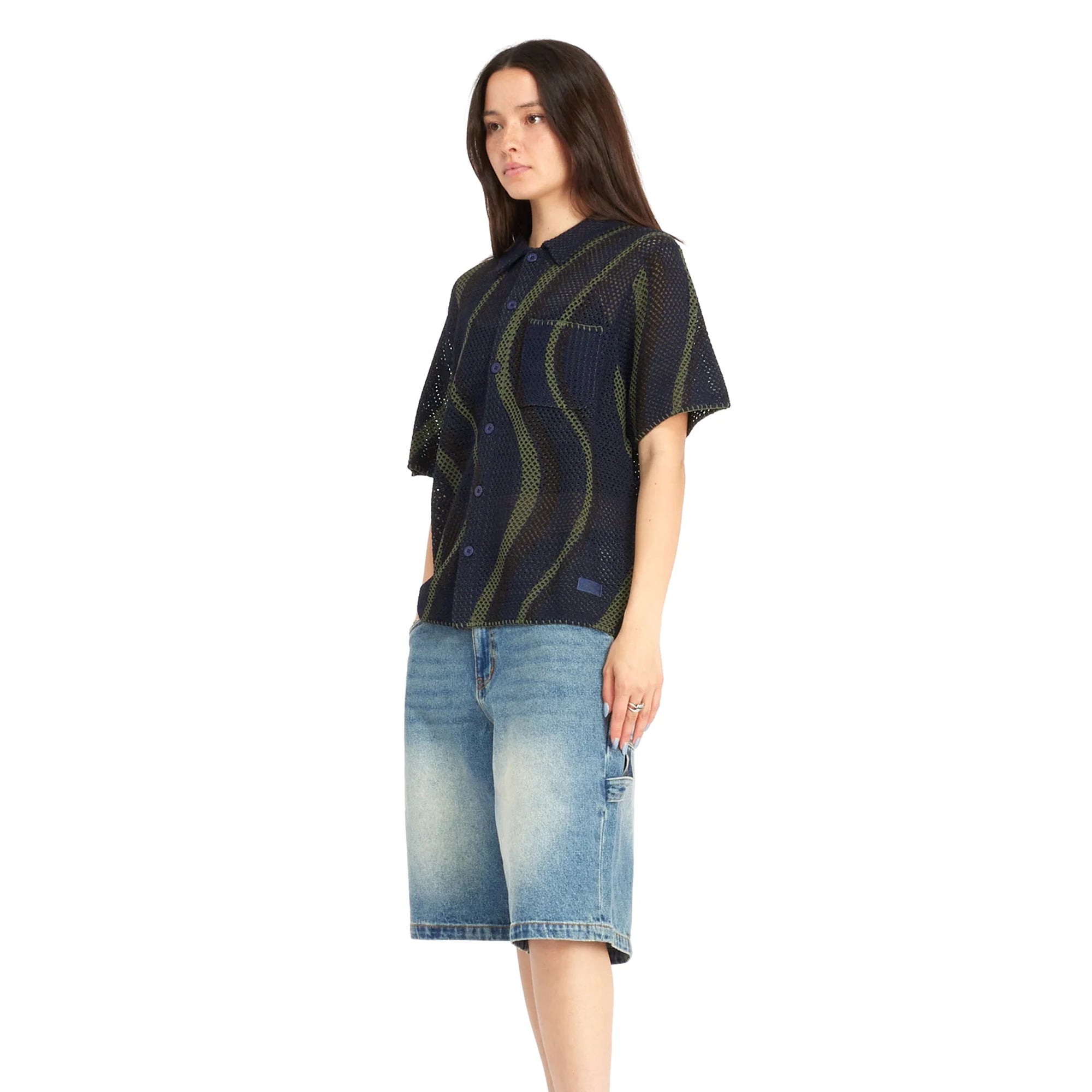 Dime Mens Soleil Button Up Knit Shirt