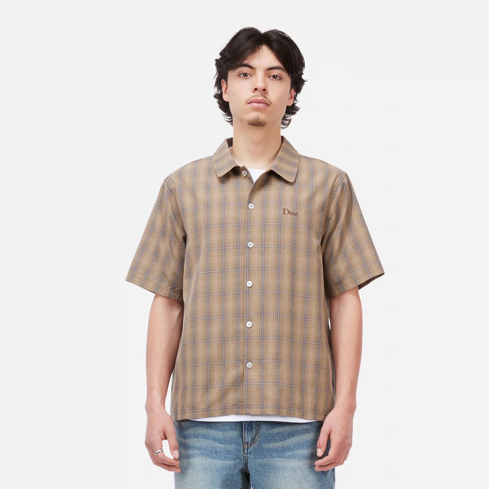 Dime Mens Plaid Button Up Shirts