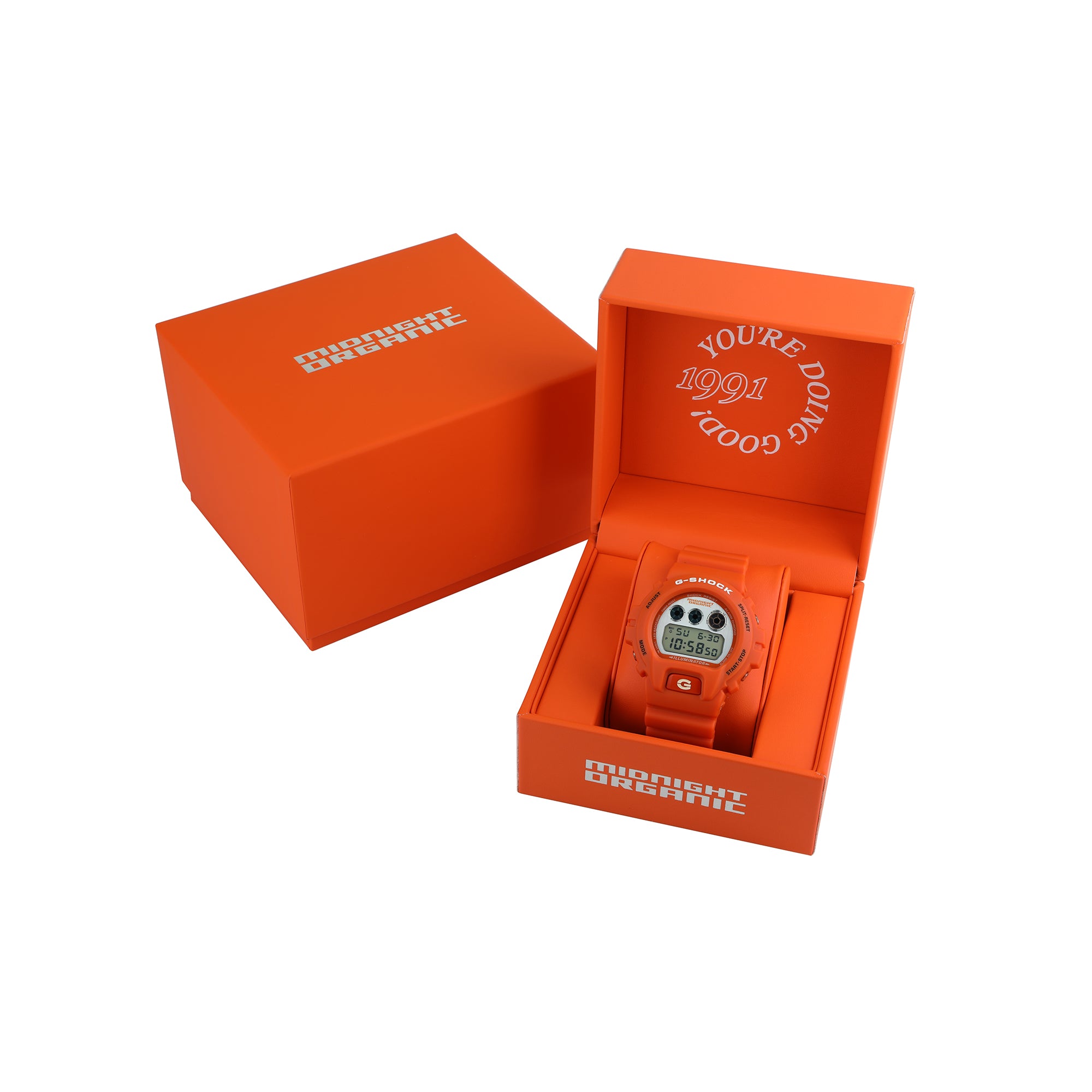 orange watch on a white background