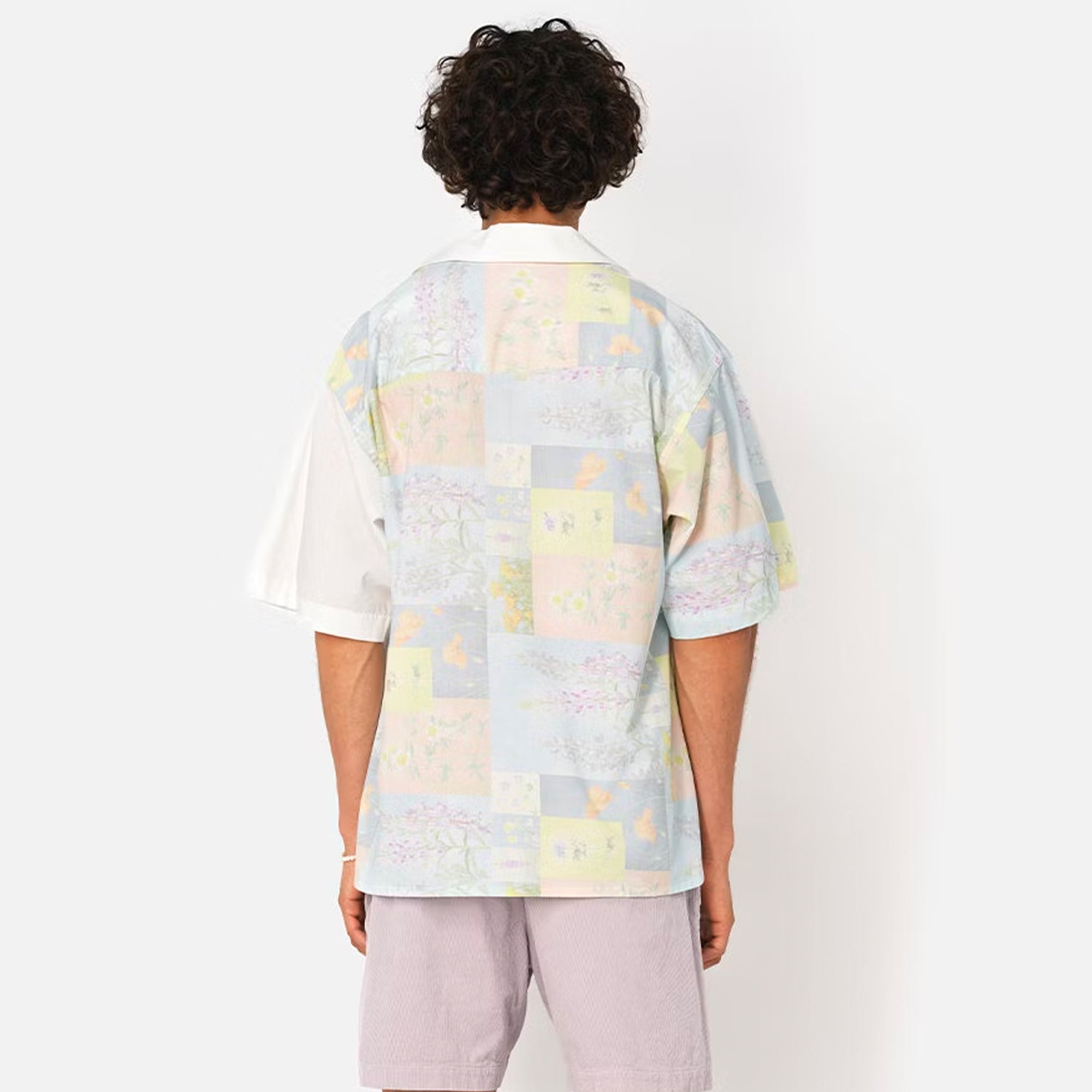 John Elliott Mens Camp Shirt 'Super Bloom Grid'