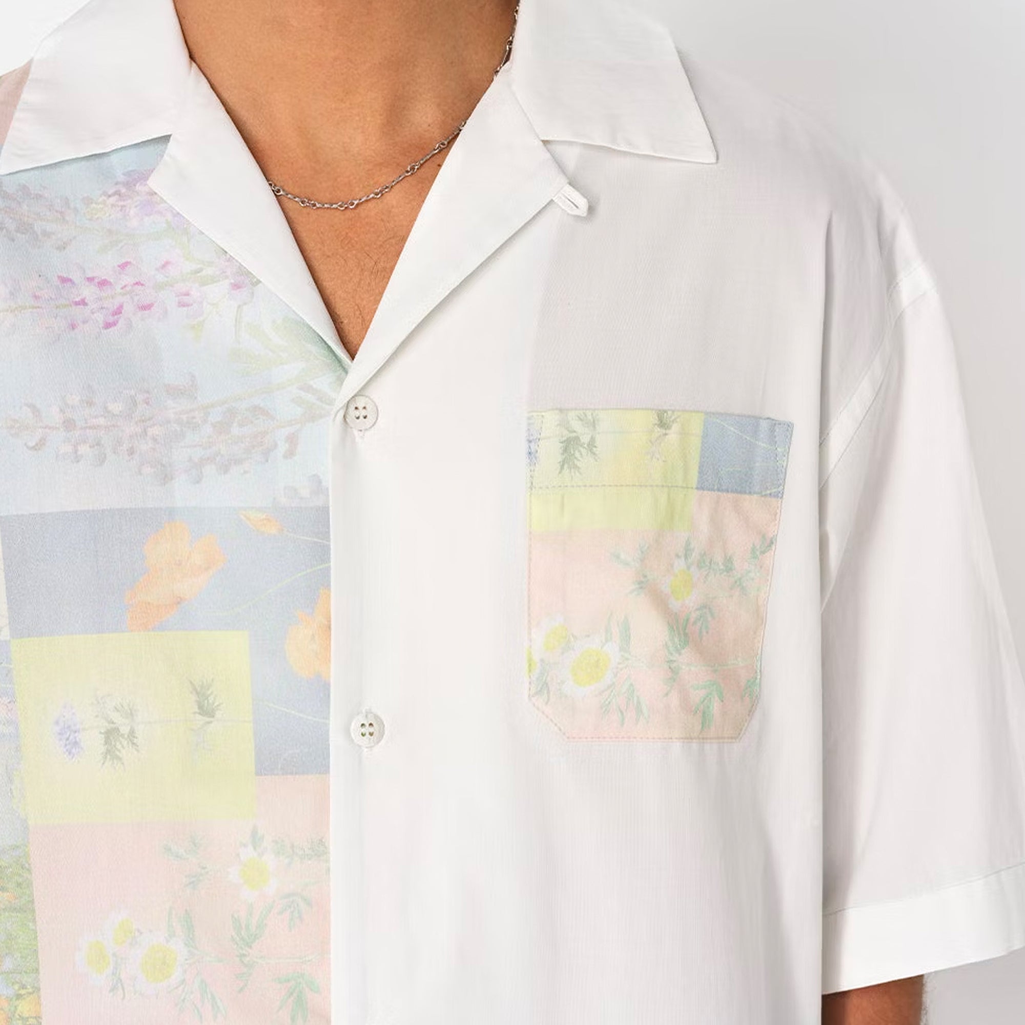 John Elliott Mens Camp Shirt 'Super Bloom Grid'