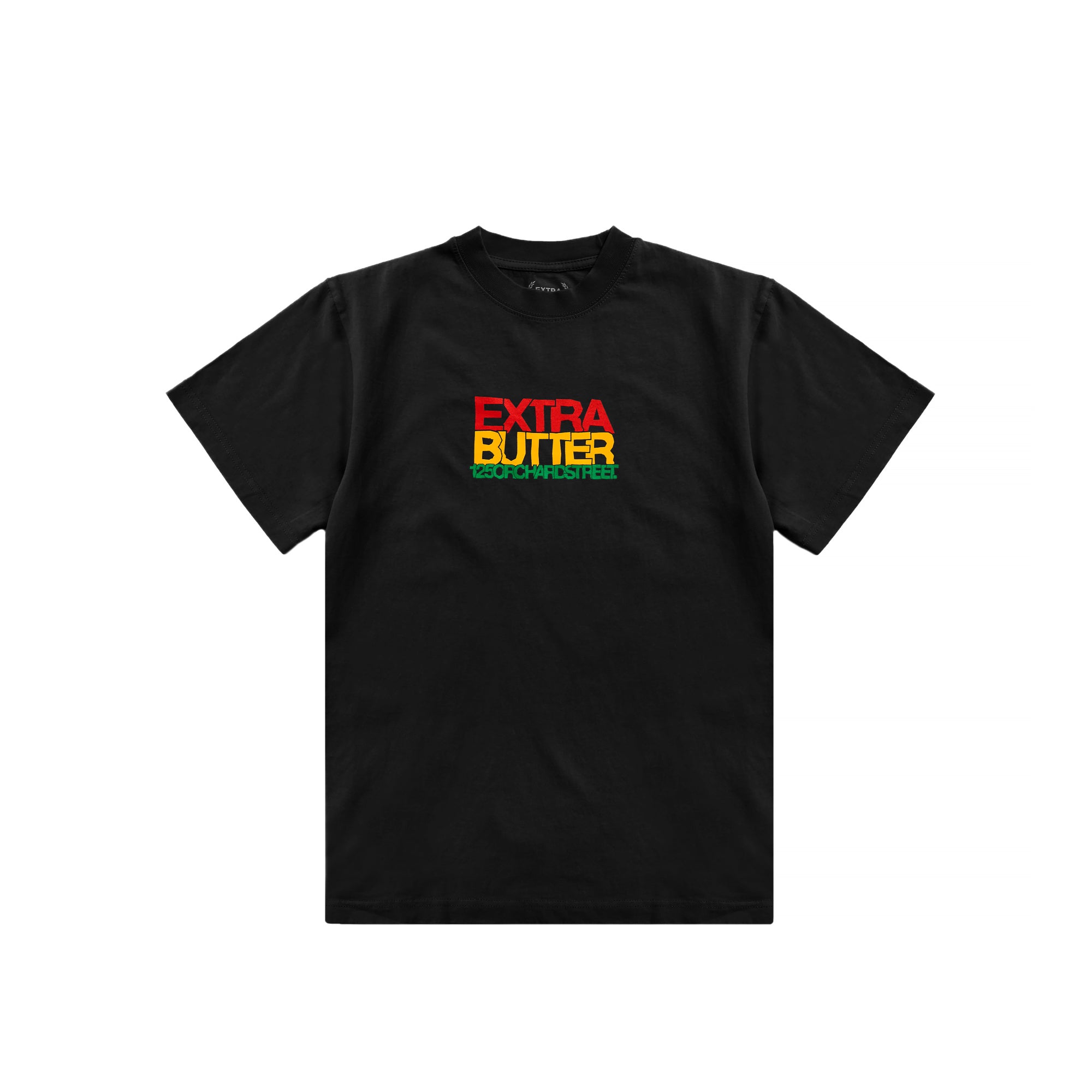 Black t-shirt on a white background