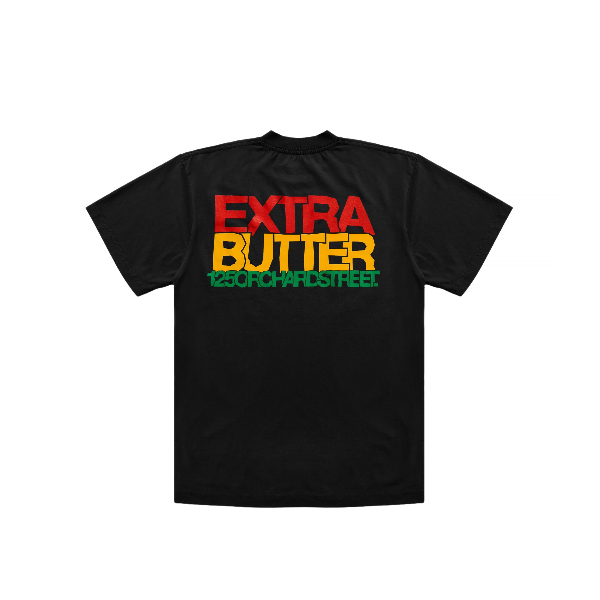 Black t-shirt on a white background