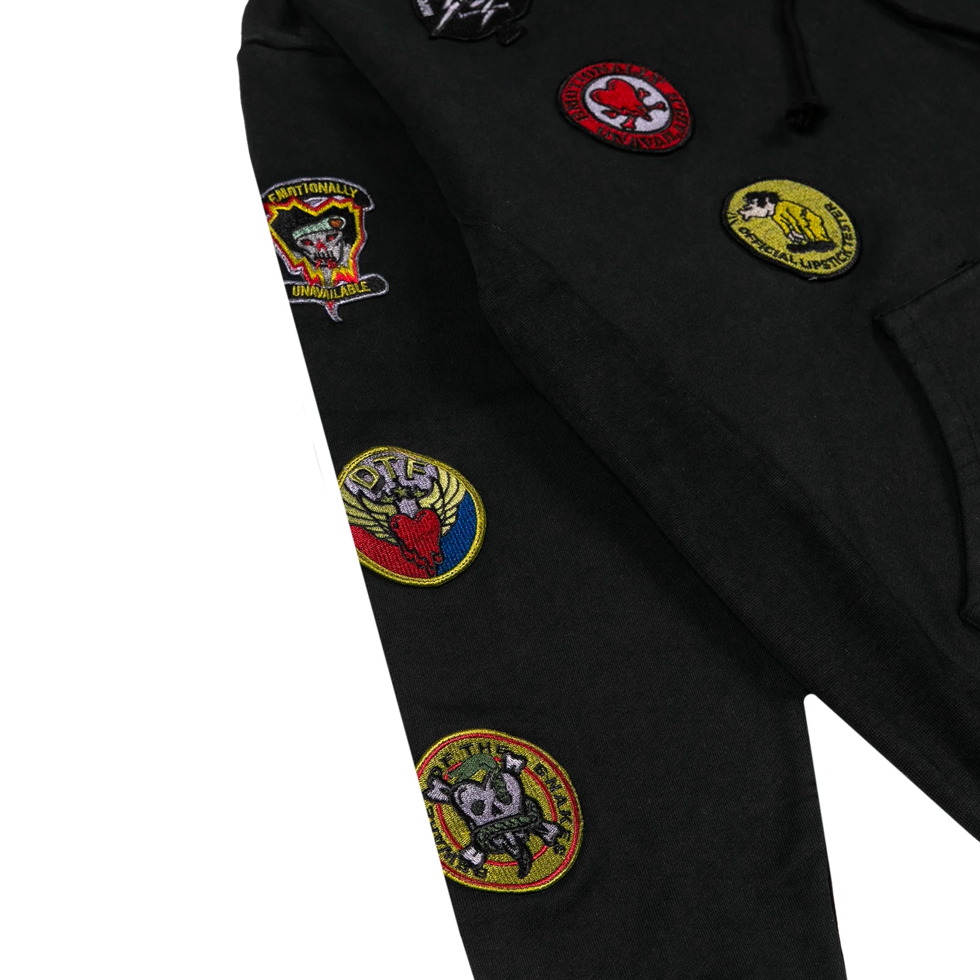 Emotionally Unavailable Mens Patches Hoodie – Extra Butter