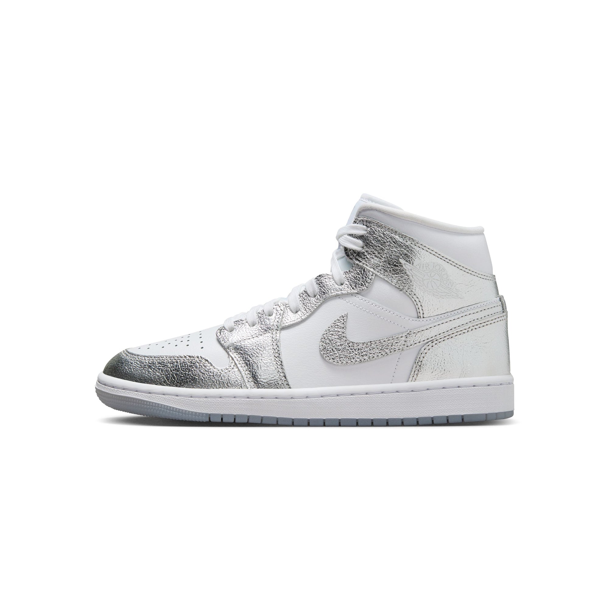White/metallic Silver-wolf Grey Sneakers on a white background