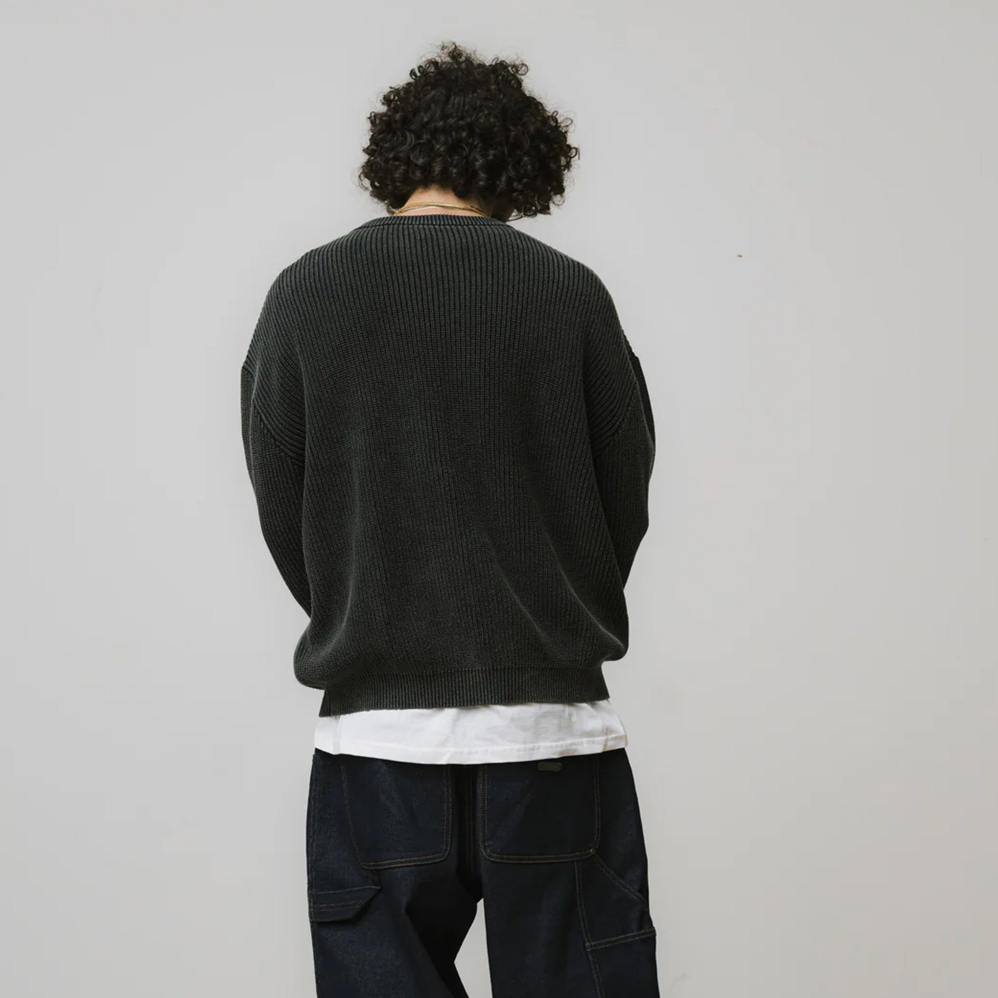 Brigade Mens Acid Wash Bones 3D Knit Sweatshirt