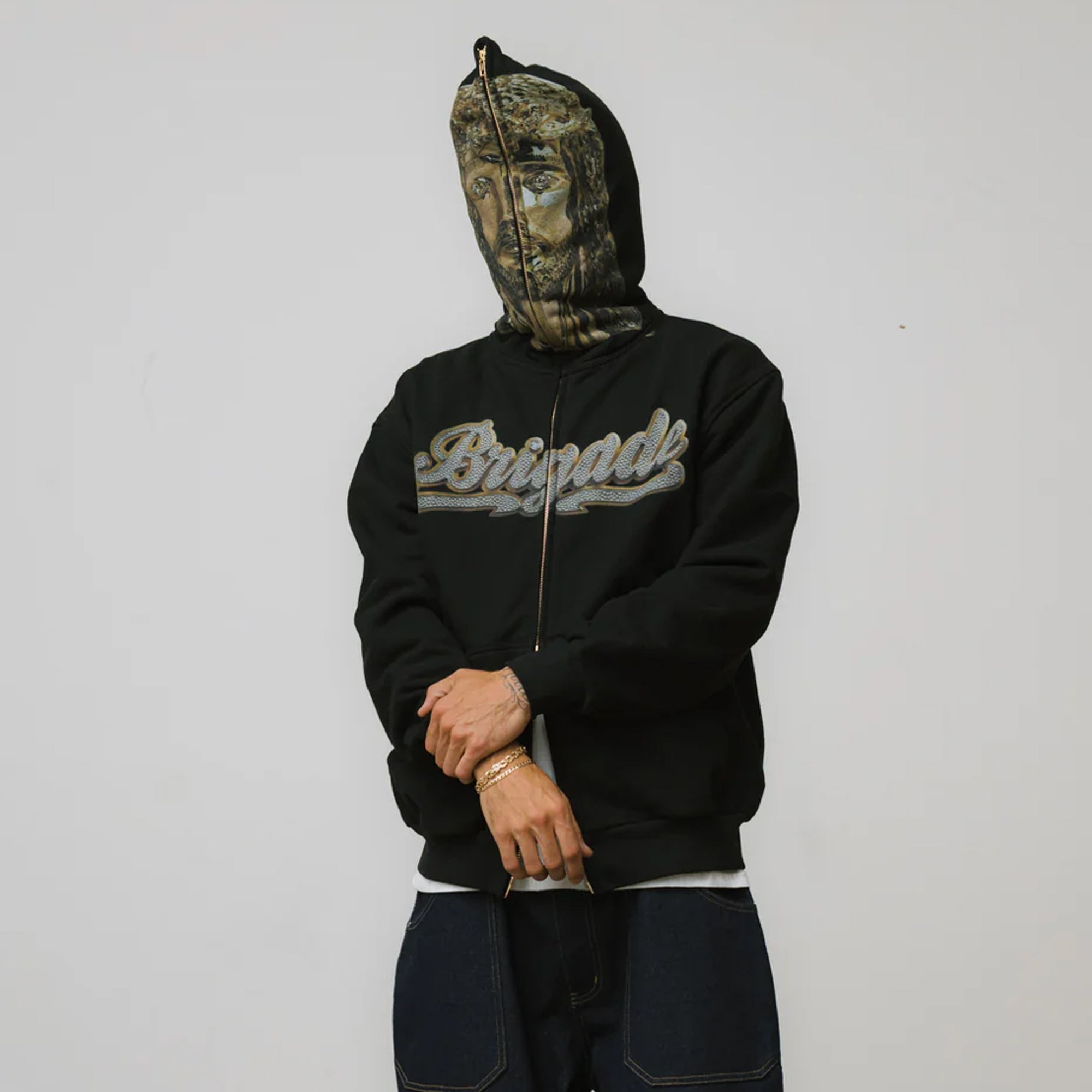 Brigade Mens Jesus Piece Full Zip Hoodie