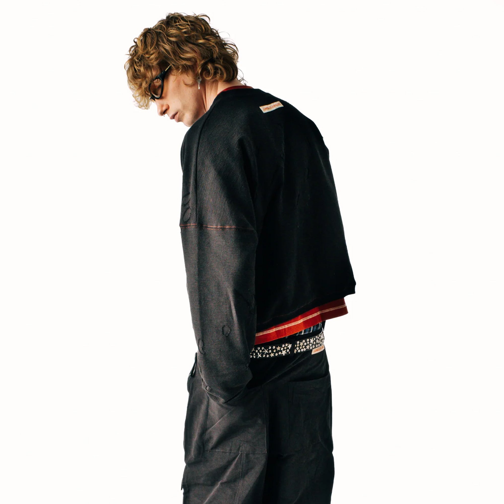 Jungles Mens Distressed Crewneck Sweatshirt