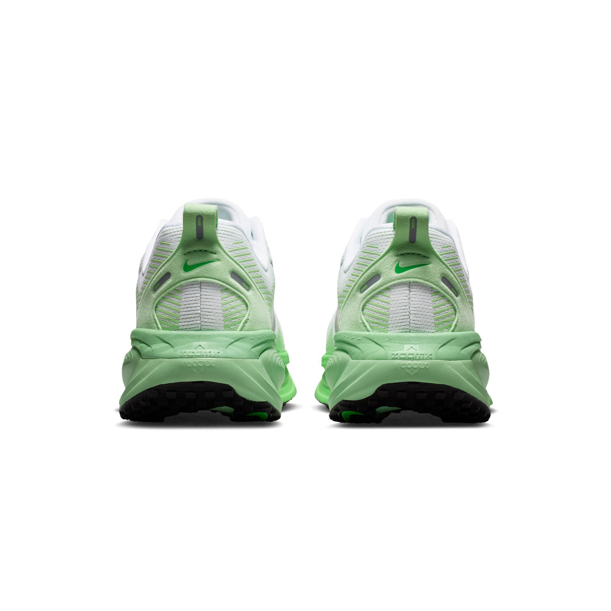 White/metallic Silver-illusion Green Sneakers on a white background