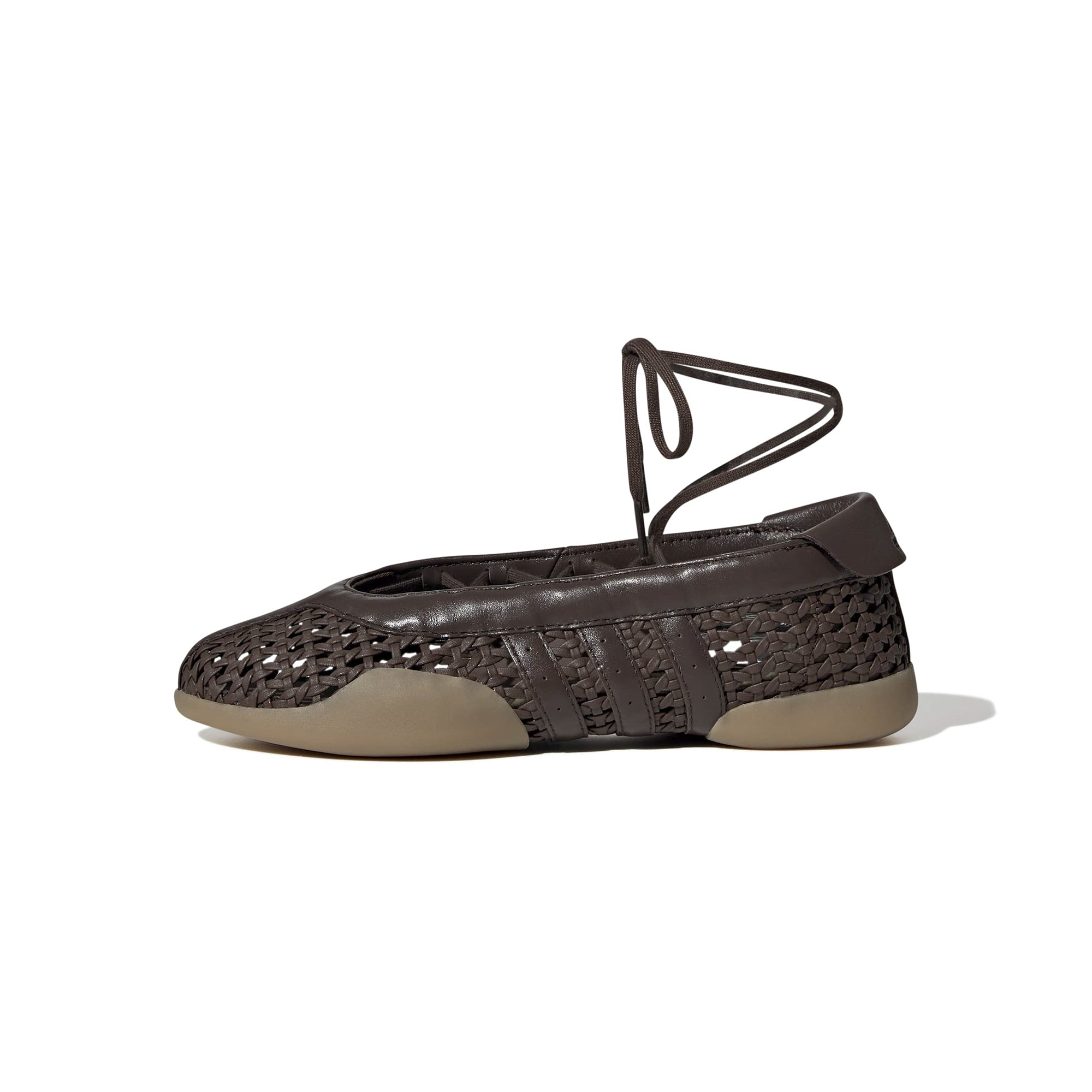 brown ballet sneakers on a white background
