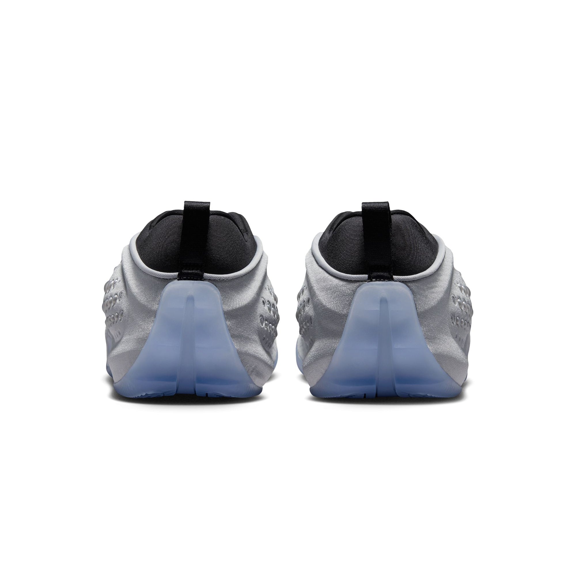 Metallic Silver-black Sneakers on awhite background