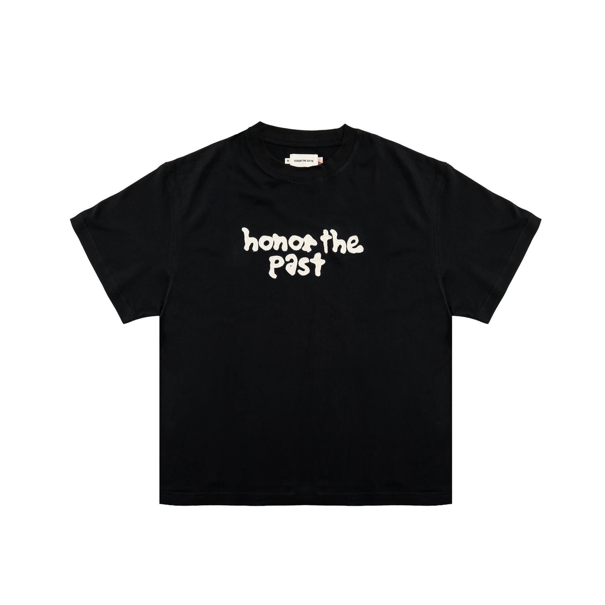 black and tan t-shirt on a white background