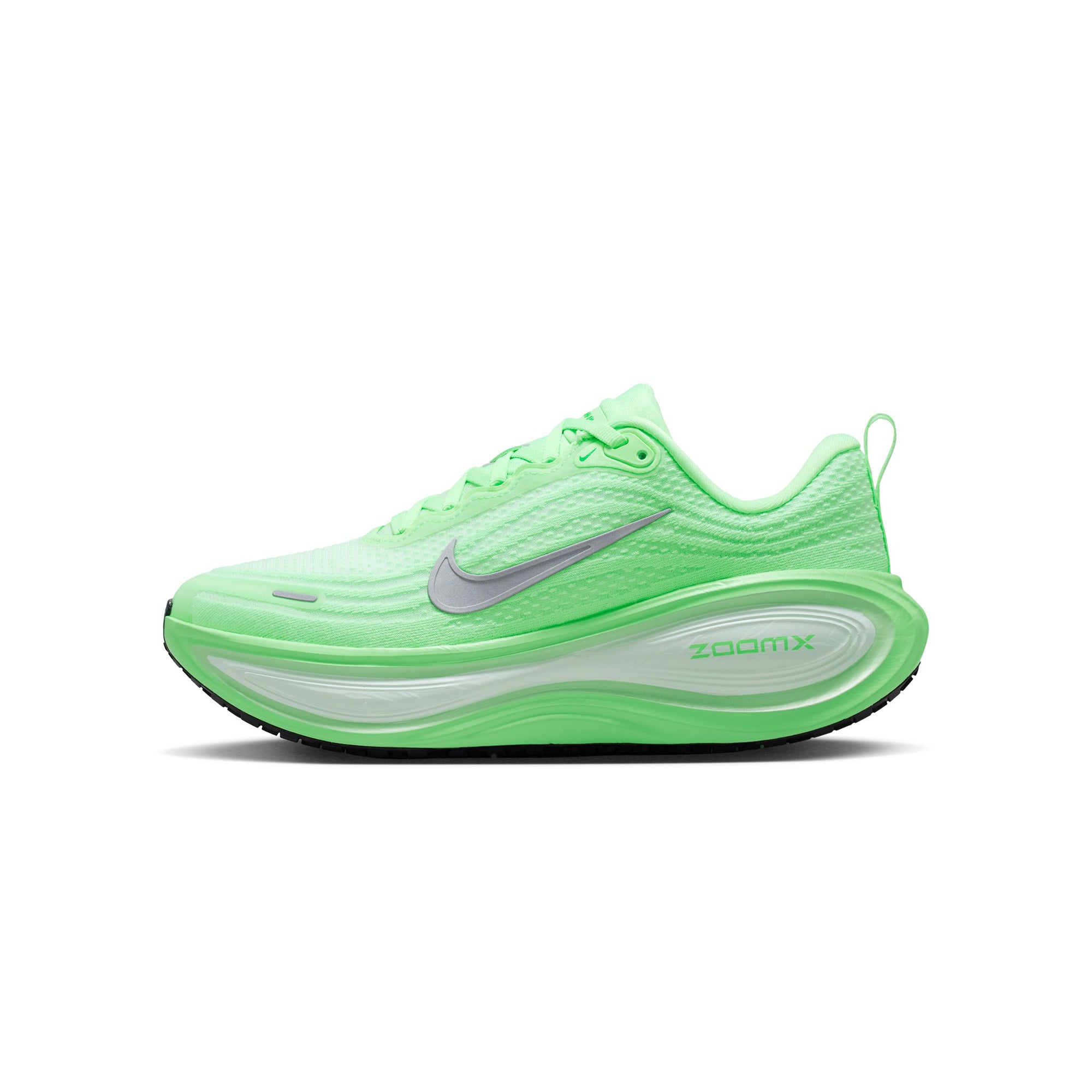 White/metallic Silver-illusion Green Sneakerson a white background
