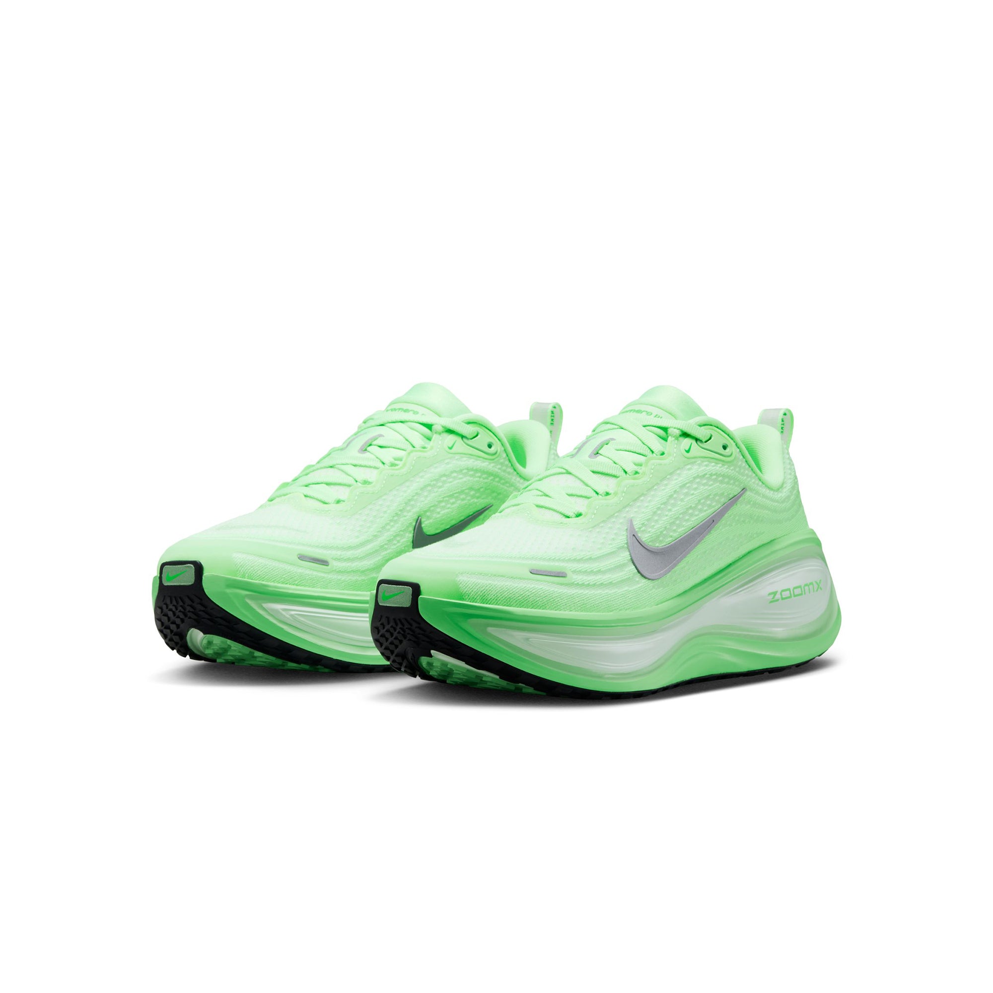 White/metallic Silver-illusion Green Sneakerson a white background