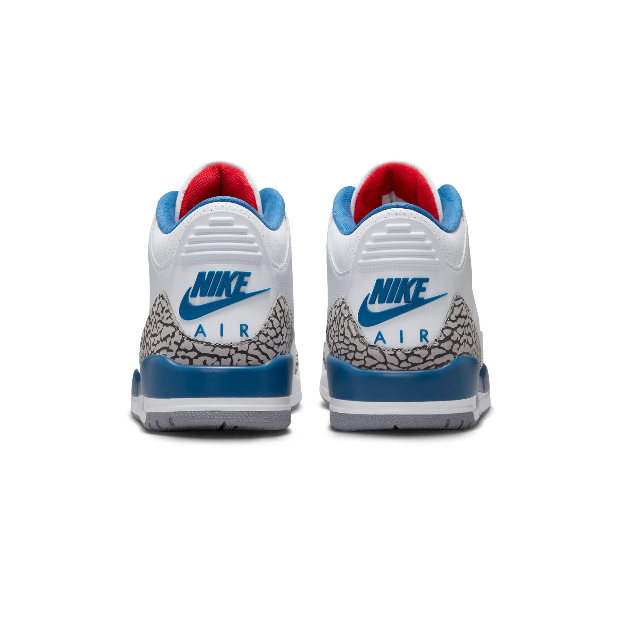 White/fire Red-true Blue Sneakers on a white background