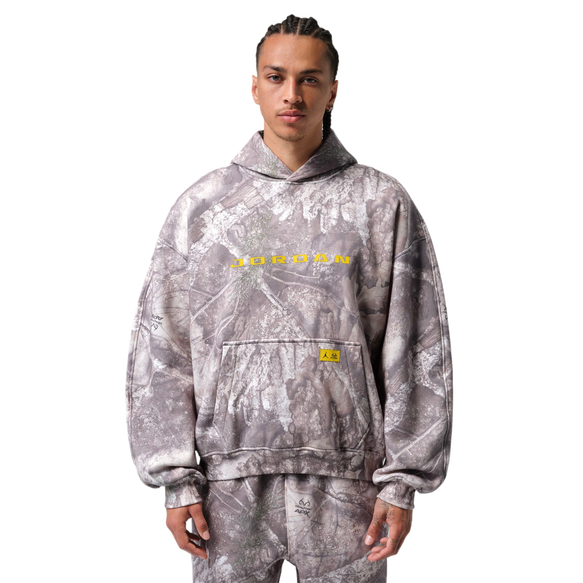 White/bright Citron Hoodie on a white background