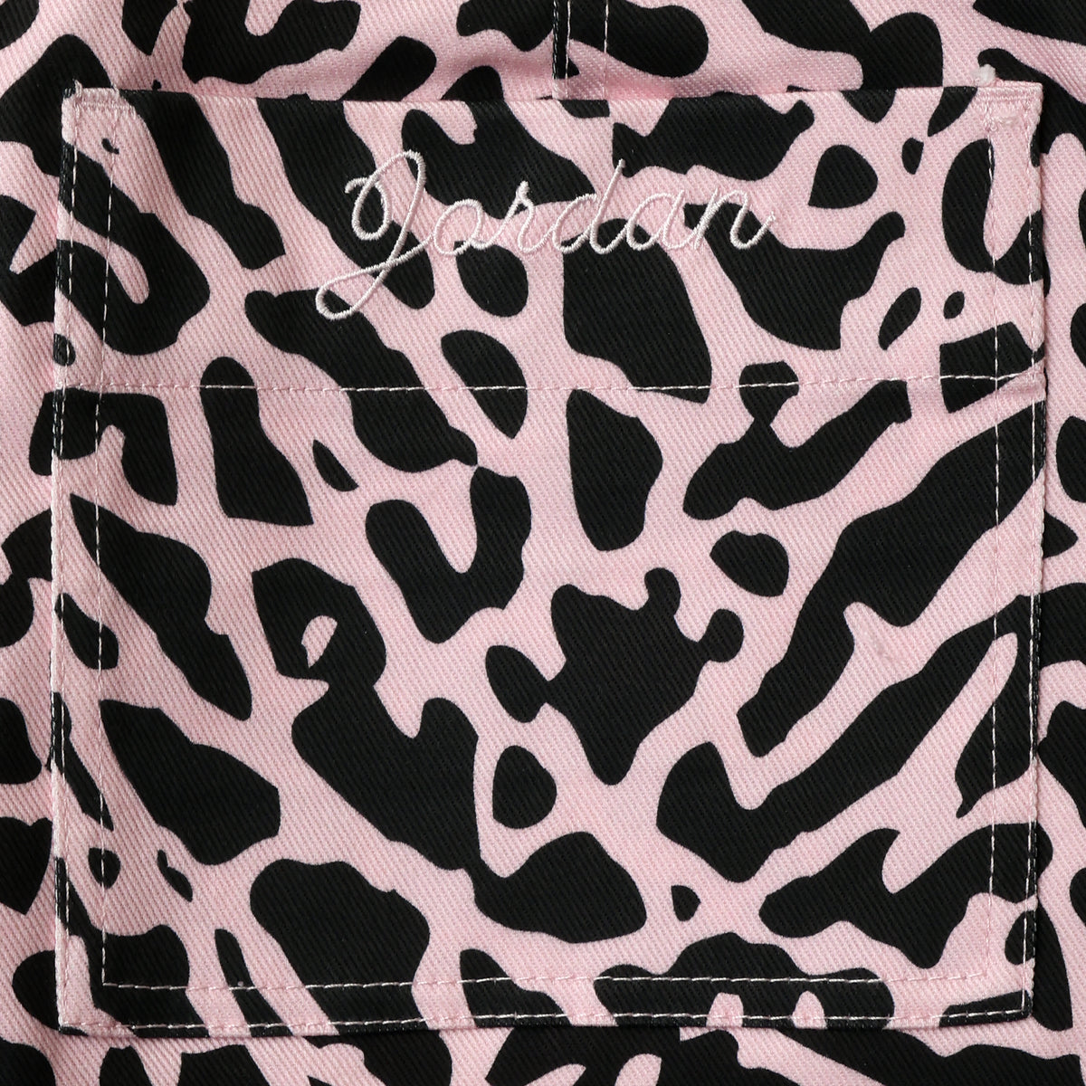 pink and black pants detail