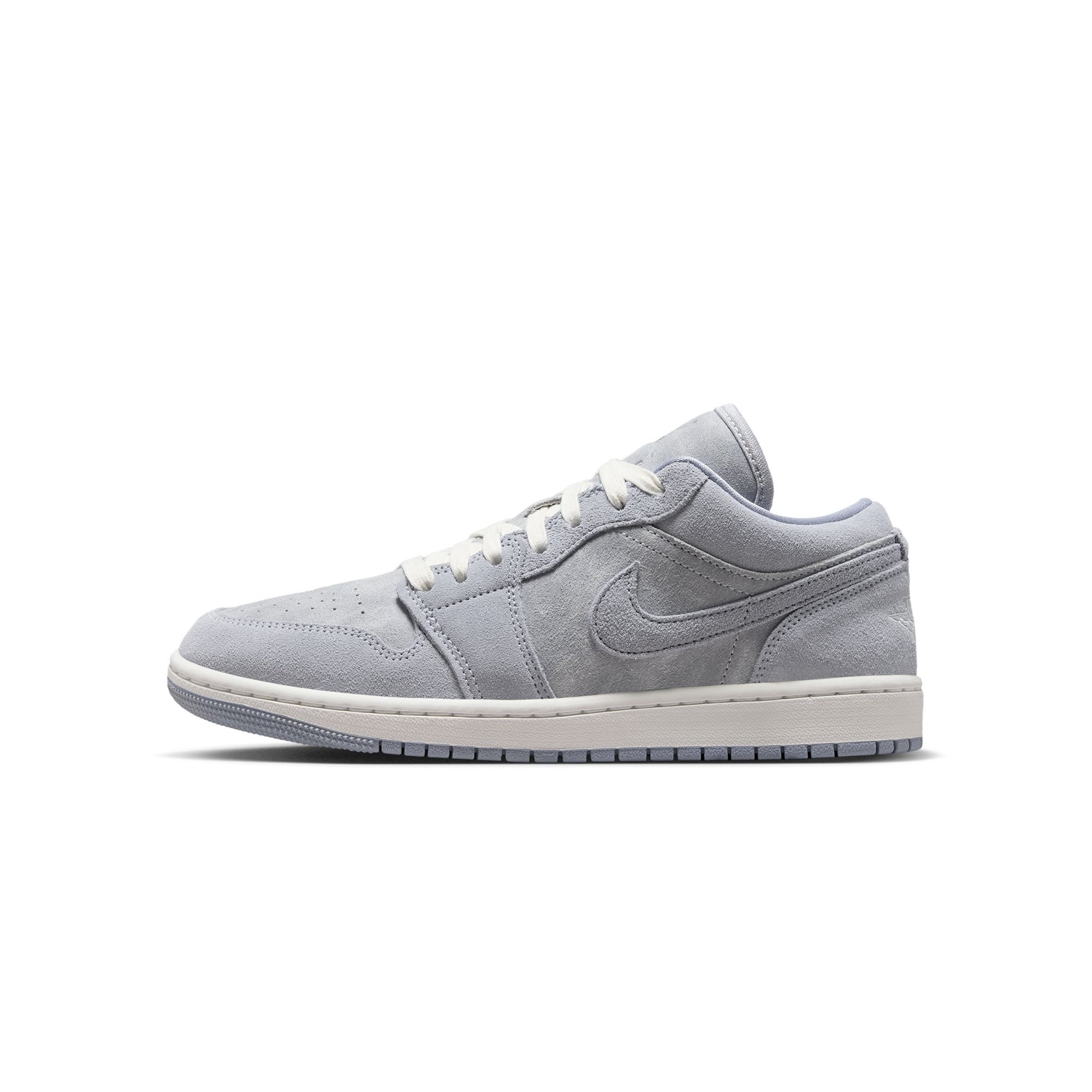 blue grey and white sneakers on a white background
