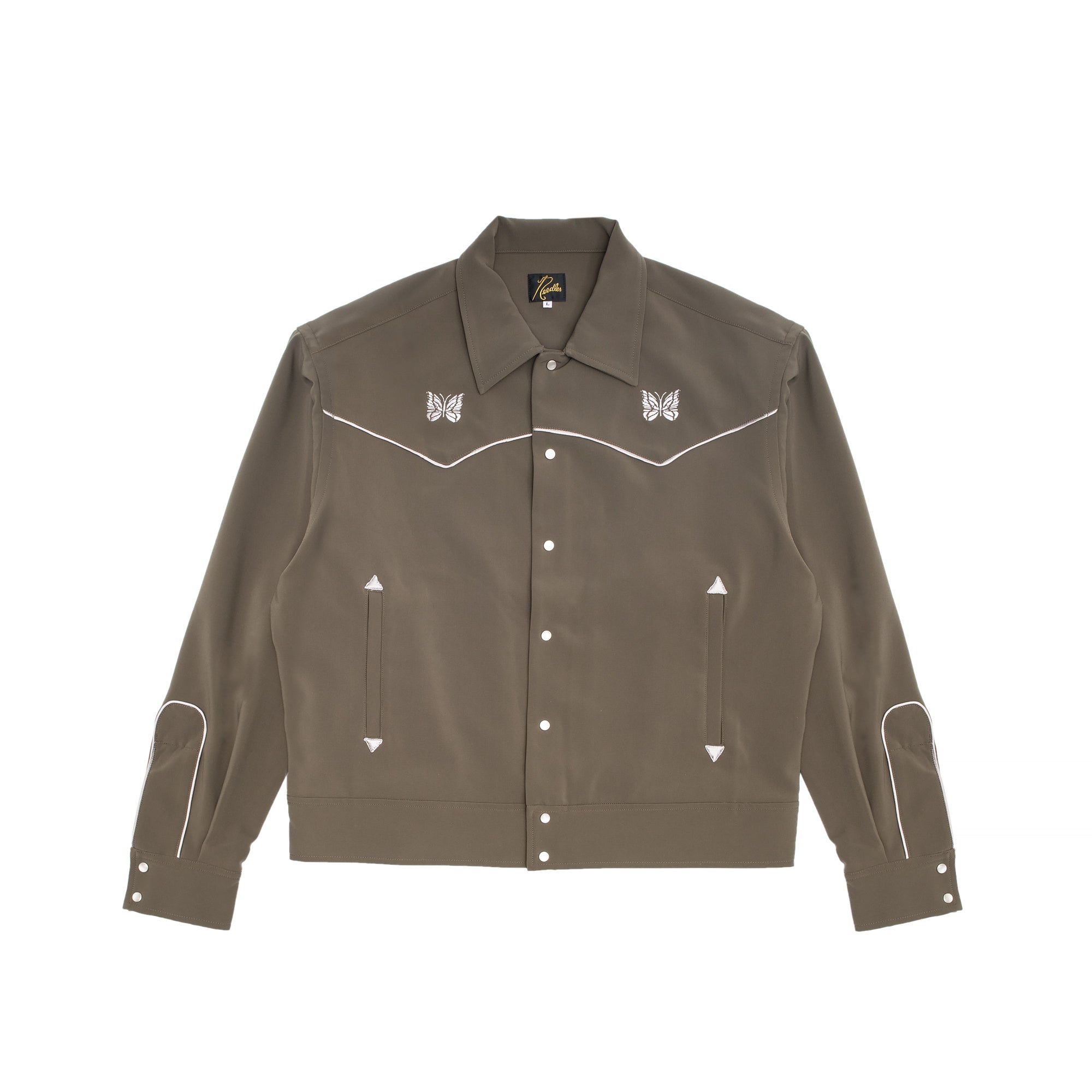 Needles Mens Piping Cowboy Jacket Pe/Pu Double Cloth 'Olive'