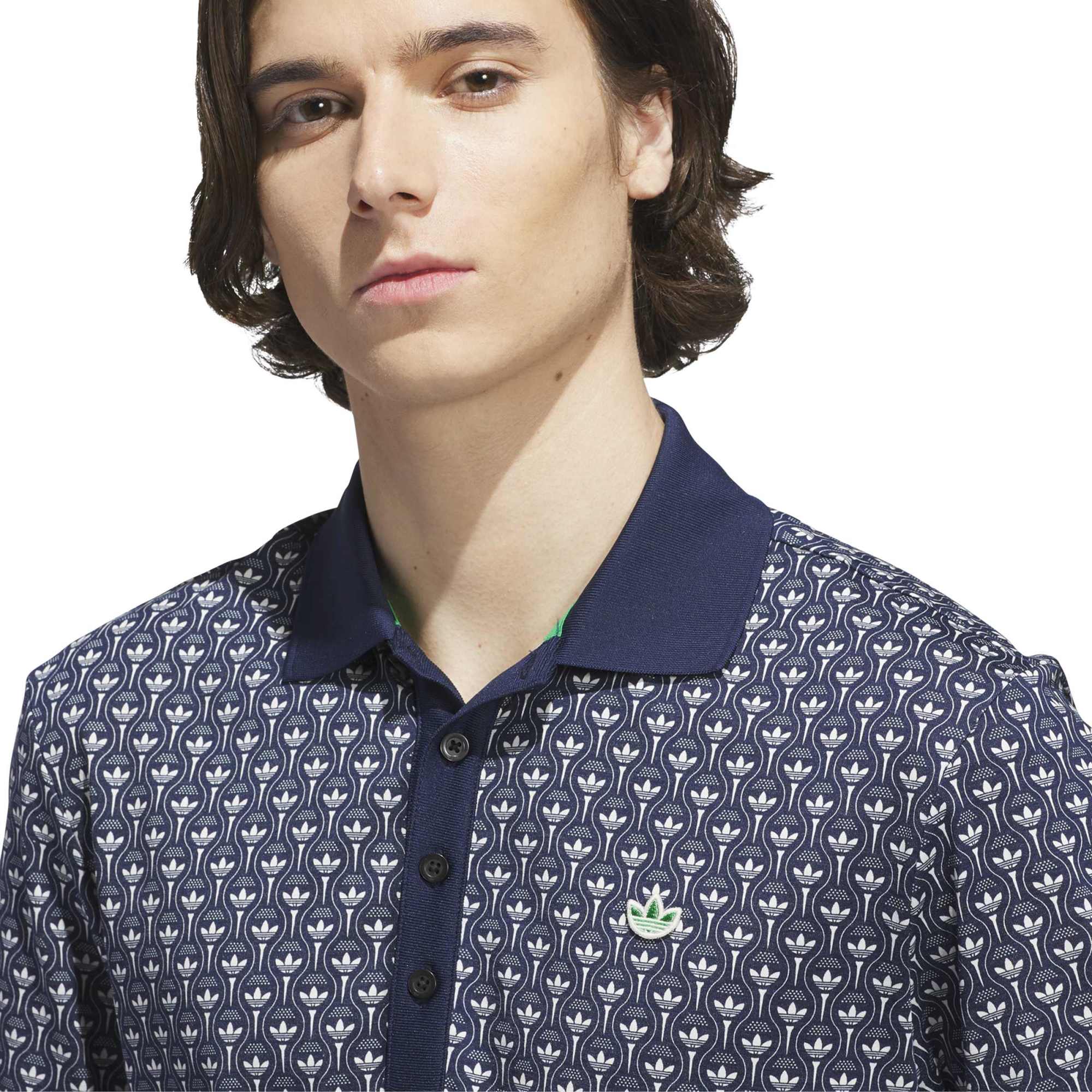 Adidas Golf Mens Originals All Over Trefoil Polo Shirt