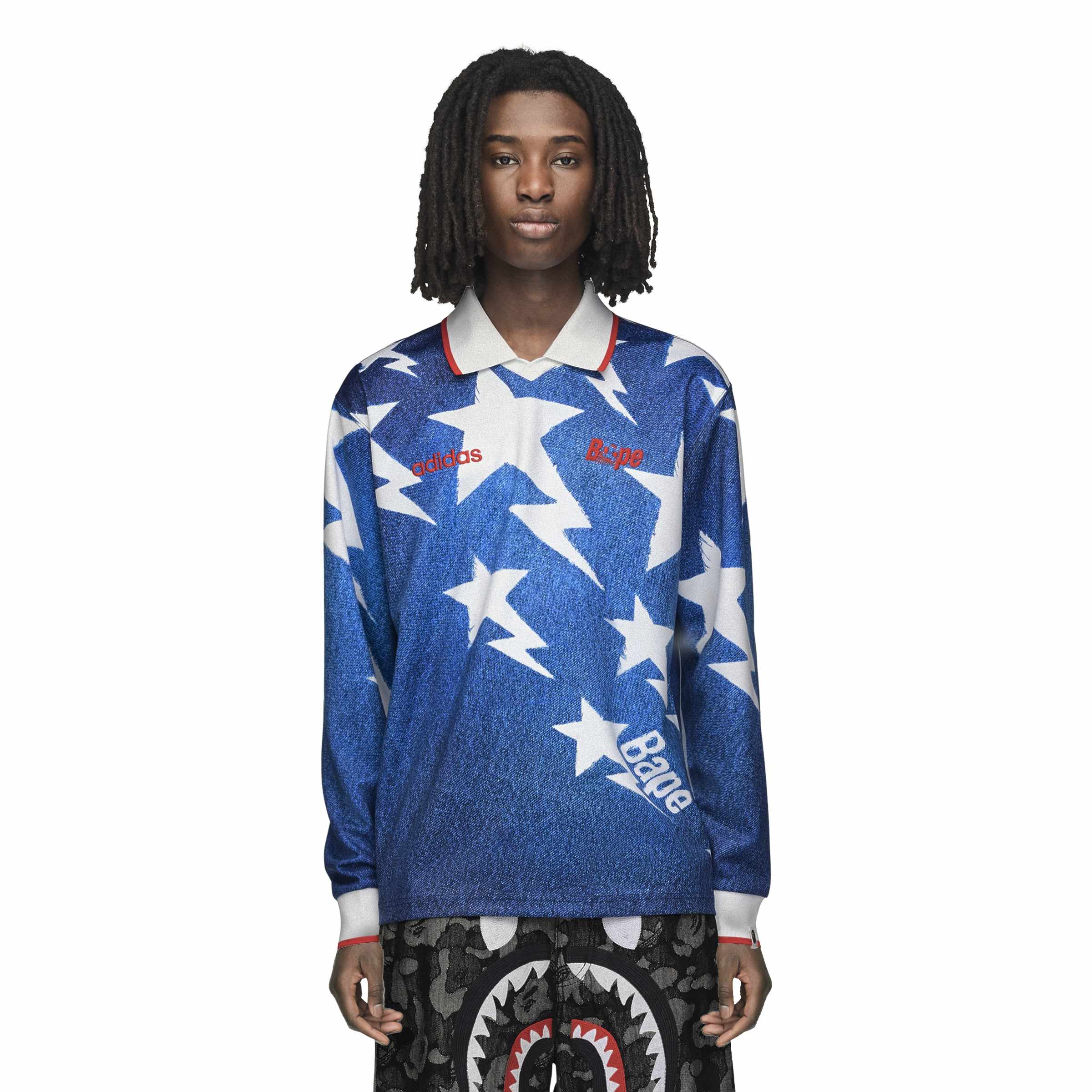 Adidas x Bape Mens LSL Star Jersey Extra Butter Adidas x Bape Mens LSL Star Jersey Extra Butter