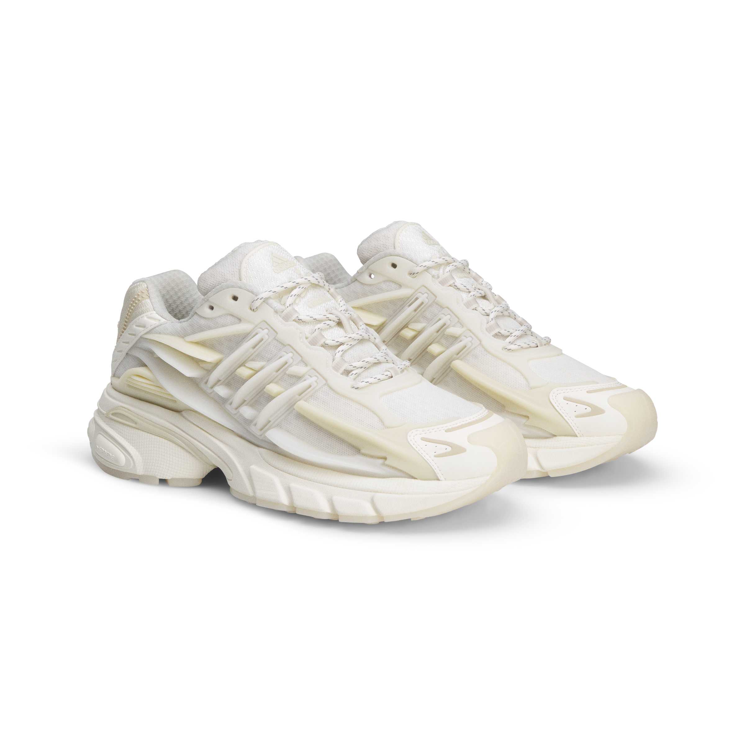 Core White/Off White/Clear Brown Sneakers on a white background