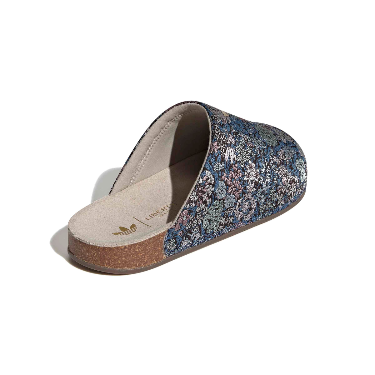 Wonder Beige / Gold Metallic / Gum Slides on a white background